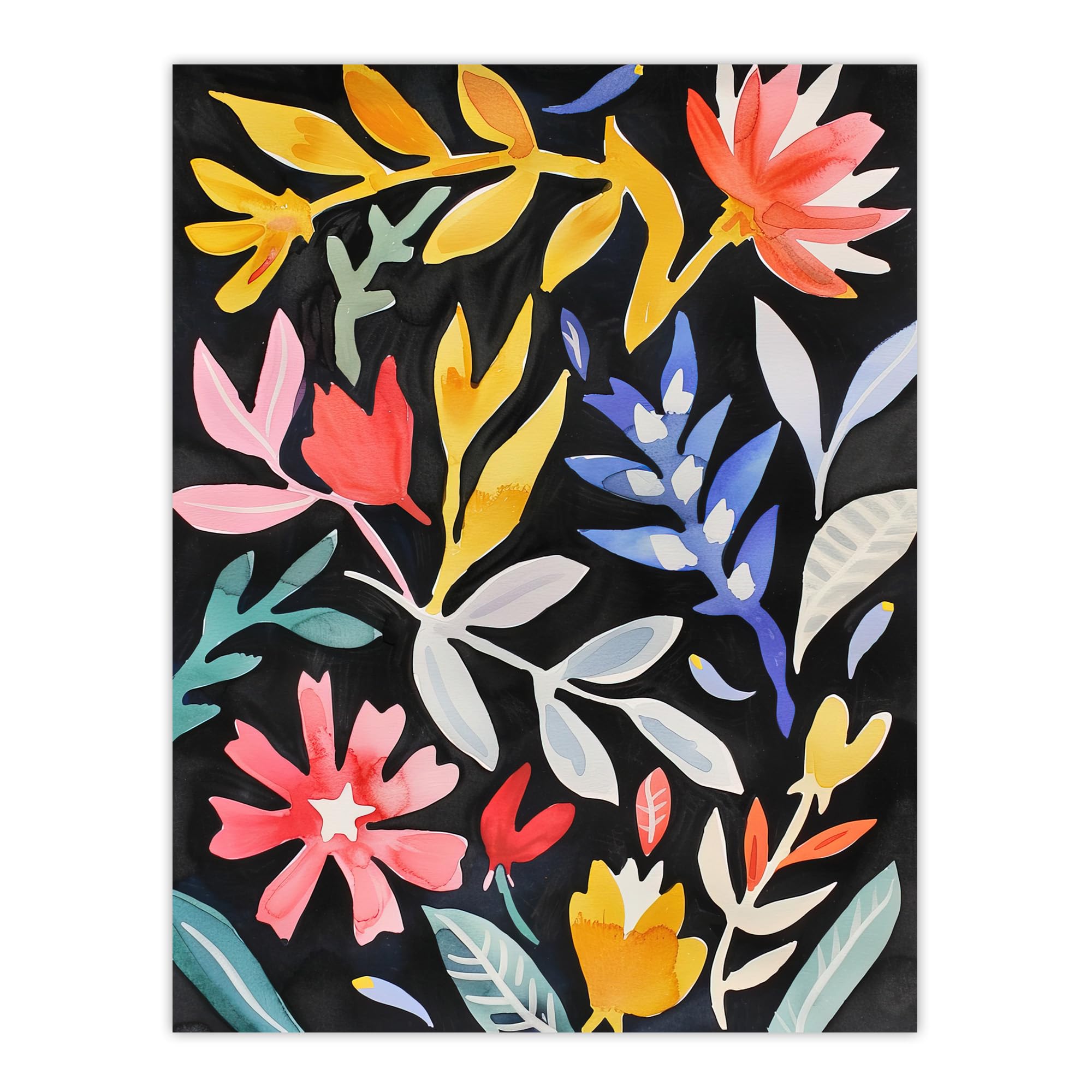Artery8 Abstract Floral Botanical Henri Matisse Style Wall Art Print W18" x H24"