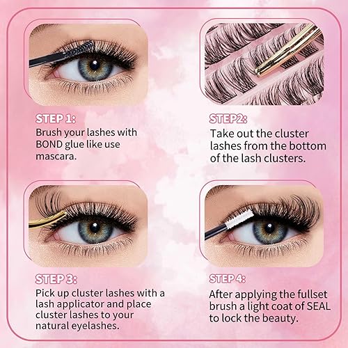 Miniatura 5 de 120 pestañas onduladas en racimo D, pestañas individuales reutilizables de 0.315-0.630 in, para colocar en casa (VZ01-120PCS-mix8-0.630 in)