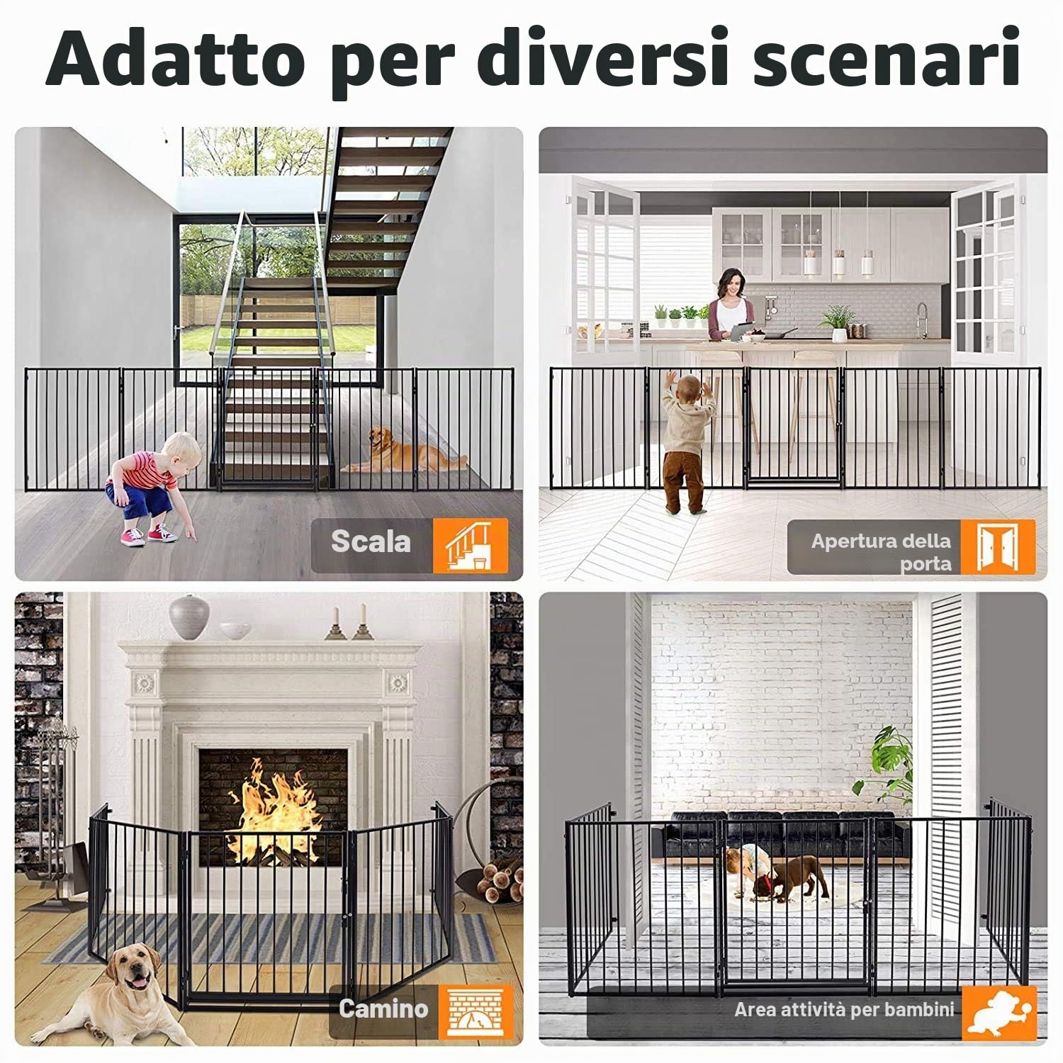 UISEBRT, griglia protettiva per caminetti in metallo, 5 pezzi, griglia di protezione per bambini, nero, cancellino di sicurezza, griglia protettiva per bambini, per bambini, cancelletto di protezione