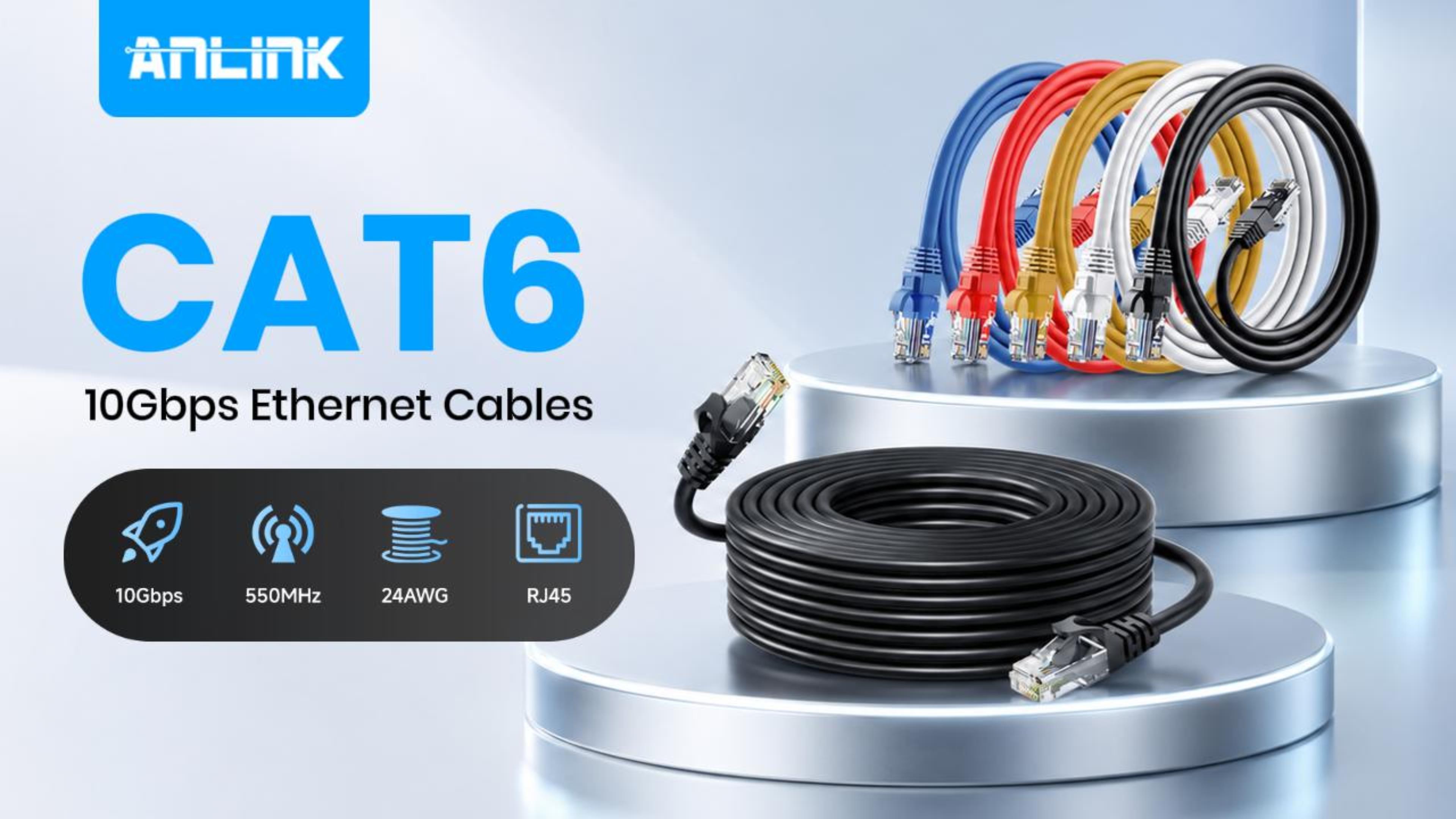Cat6 Ethernet Cable, 60ft 18M Gray - RJ45, LAN, 24AWG UTP CAT 6