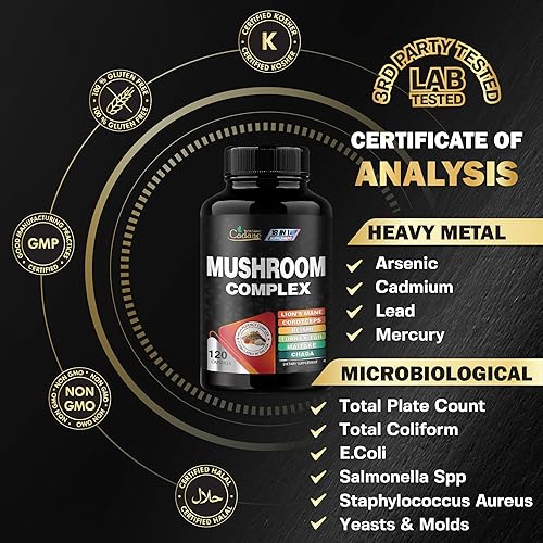 Miniatura 7 de Suplementos complejos de hongos cadanos concentrados 19 en 1 con melena de león, Cordyceps Sinensis, Reishi, hongo de cola de pavo, Maitake, Chaga,