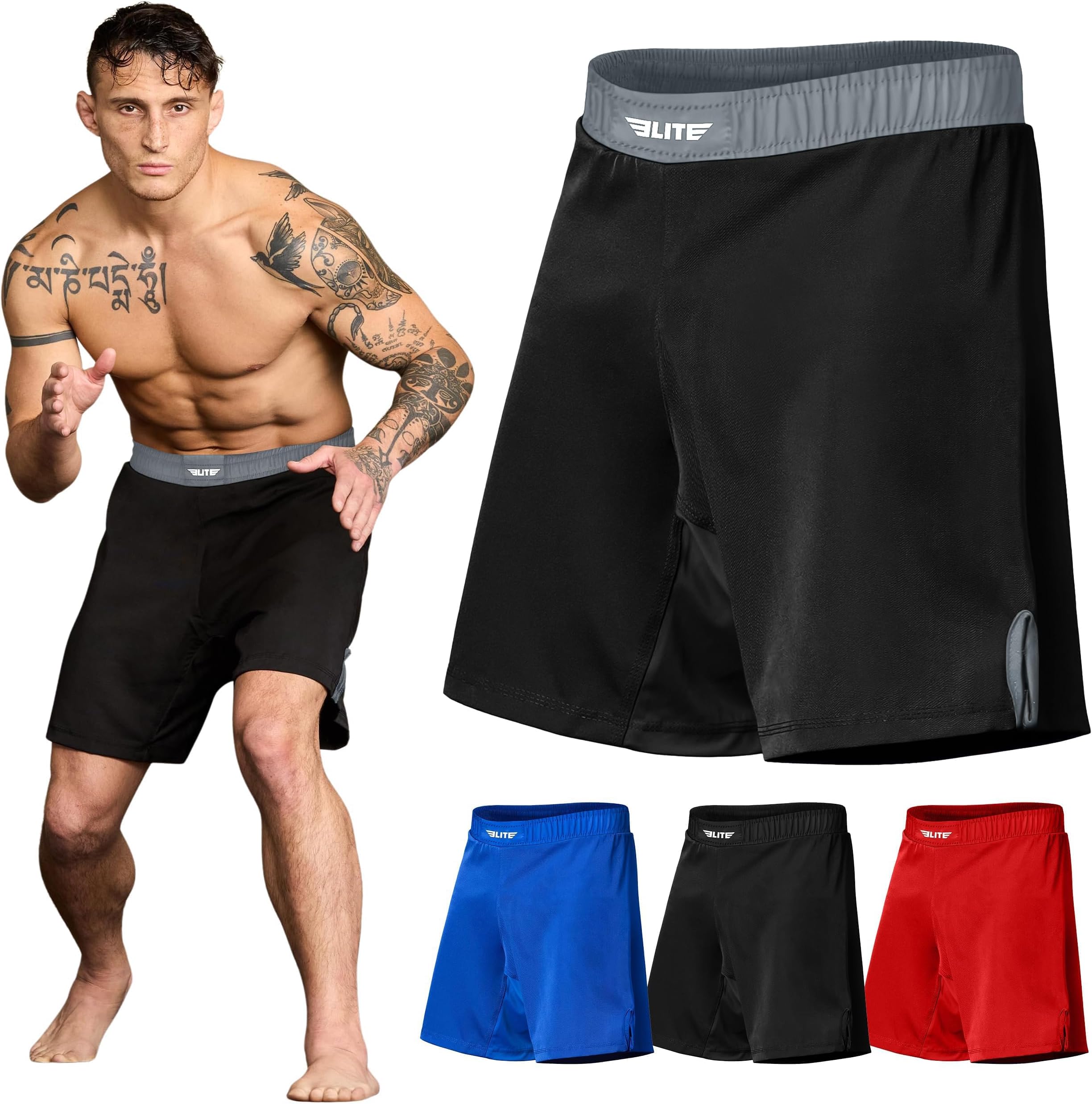 BJJ Shorts for Men No-Gi Jiu Jitsu Grappling, Muay Thai Shorts, Boxing, Kickboxing, MMA Fight Shorts Cage/UFC Training Shorts
