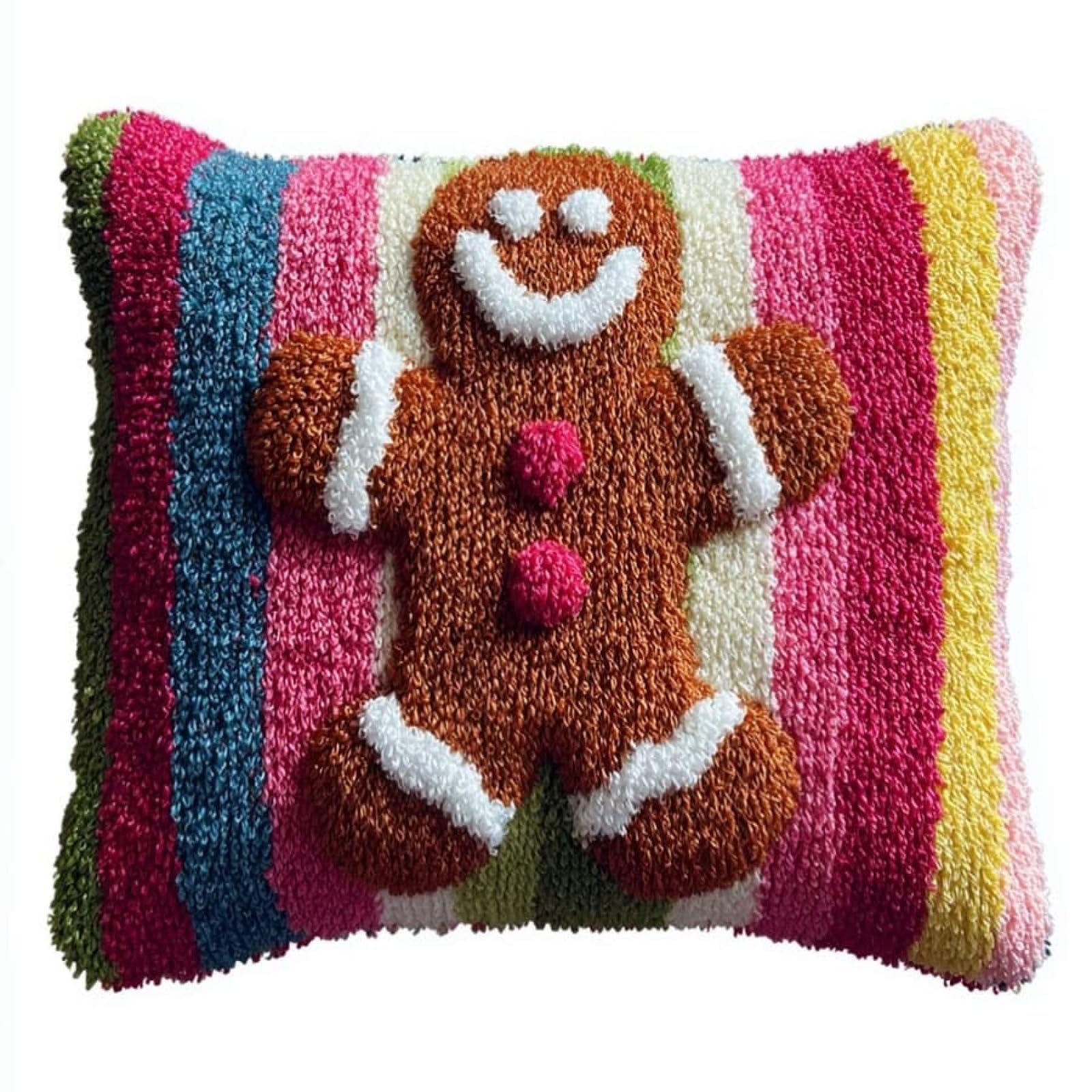 WallustrioaW Latch Hook Pillow Kits Pillow Cover,Cute Gingerbread man
