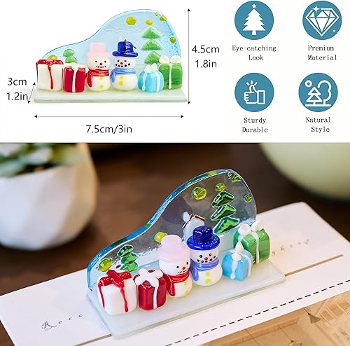 Miniatura 4 de H&D HYALINE & DORA Decoración de muñeco de nieve de vidrio soplado, adorno de muñeco de nieve de Navidad con caja de regalo, figuras de cristal