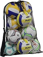 Rudmox Heavy Duty Mesh Ball Bag - Large 24x35" Drawstring Storage for Basketball, Soccer, Volleyball, Sports Gear with Adjustable Strap