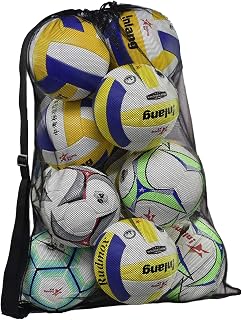Rudmox Heavy Duty Mesh Ball Bag - Large 24x35" Drawstring Storage for Basketball, Soccer, Volleyball, Sports Gear with Adjustable Strap