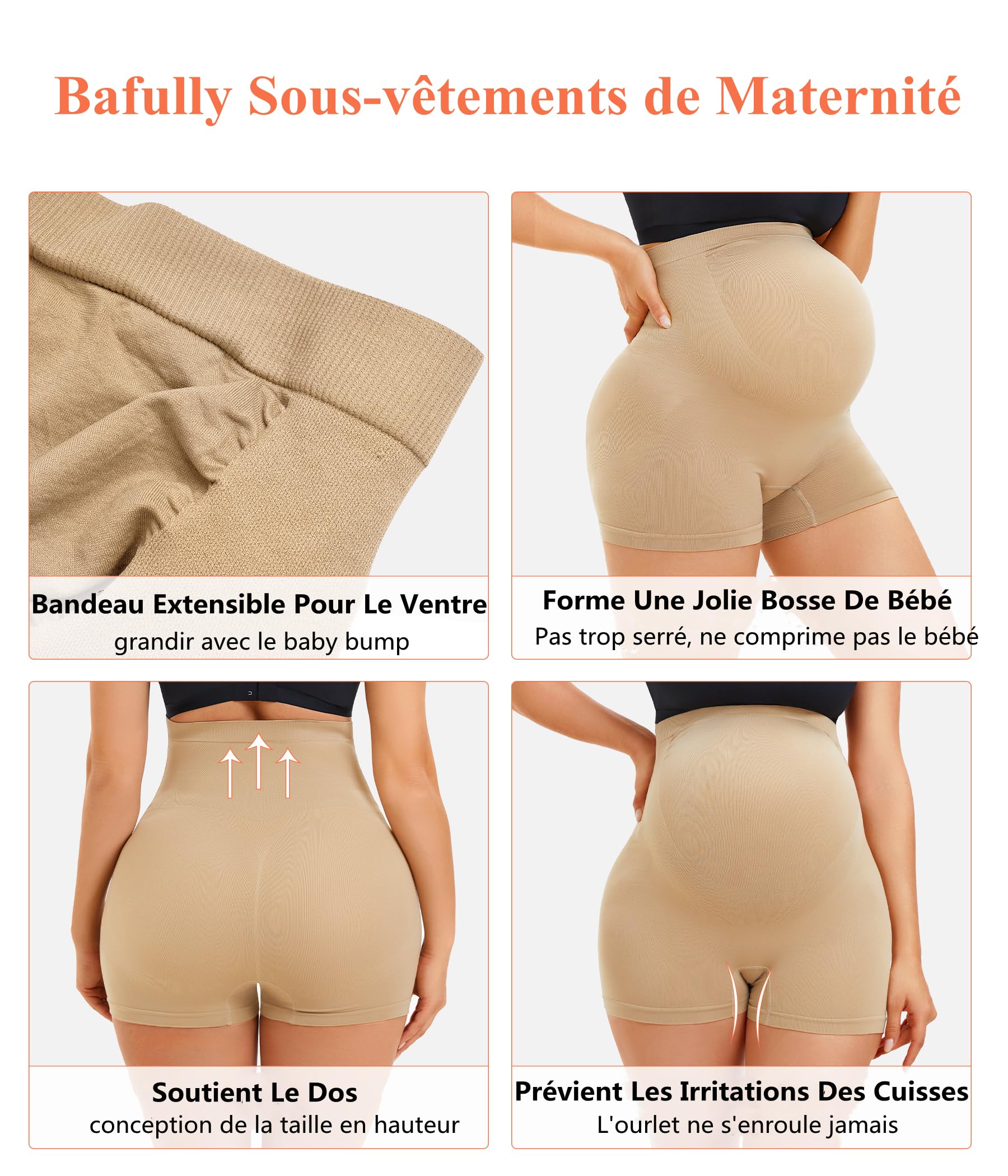 Bafully Culottes de maternité pour Femme Culotte de Grossesse sans Couture Culotte Gainante maternité sous vêtement Grossesse Extensibles et Respirants