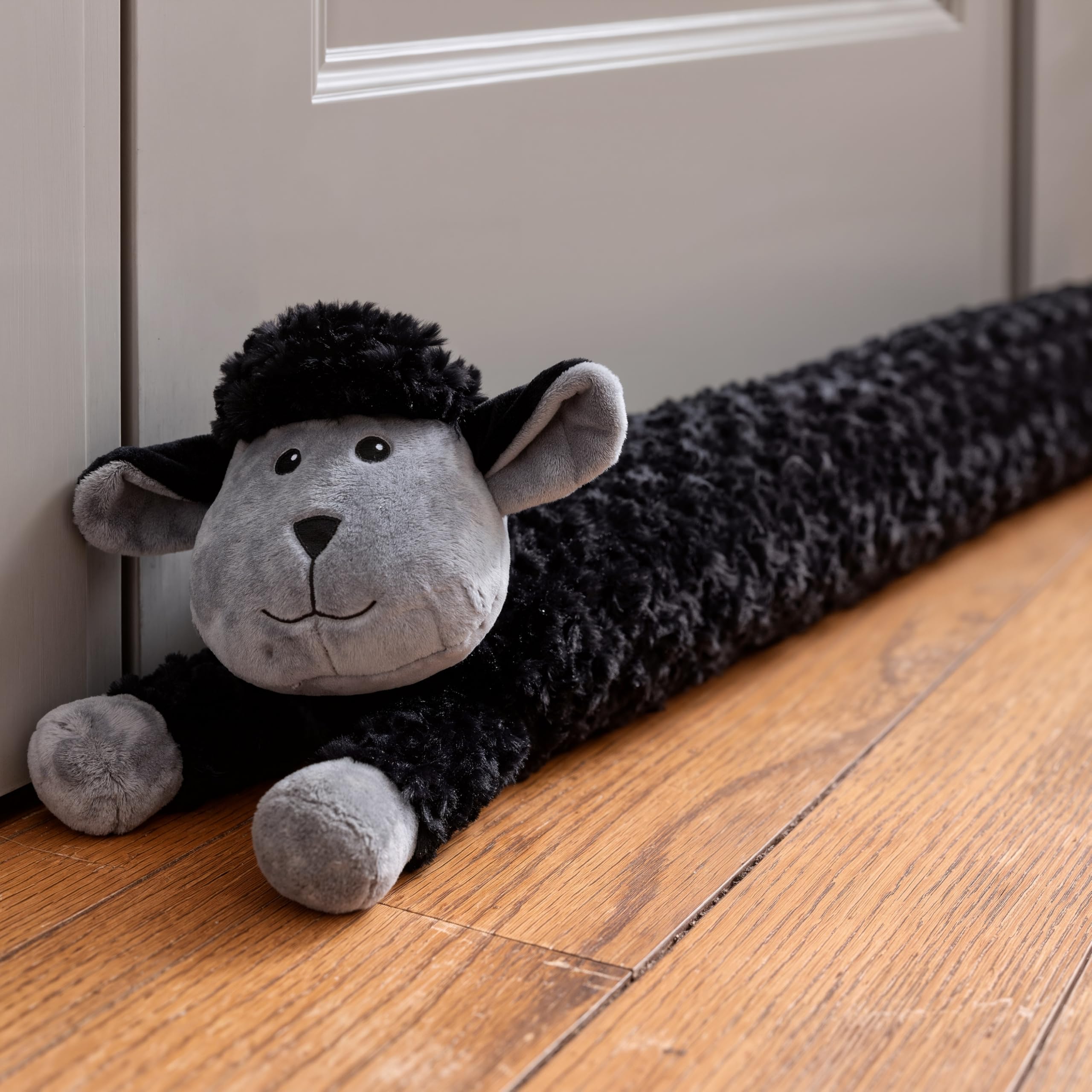 Novelty Door Draft Excluder Cushion Black Sheep Design - Door Wind Stopper And Noise, Light, Dust Blocker - Under Door Draught Excluder For Doors Animal Draft Excluder For Doors