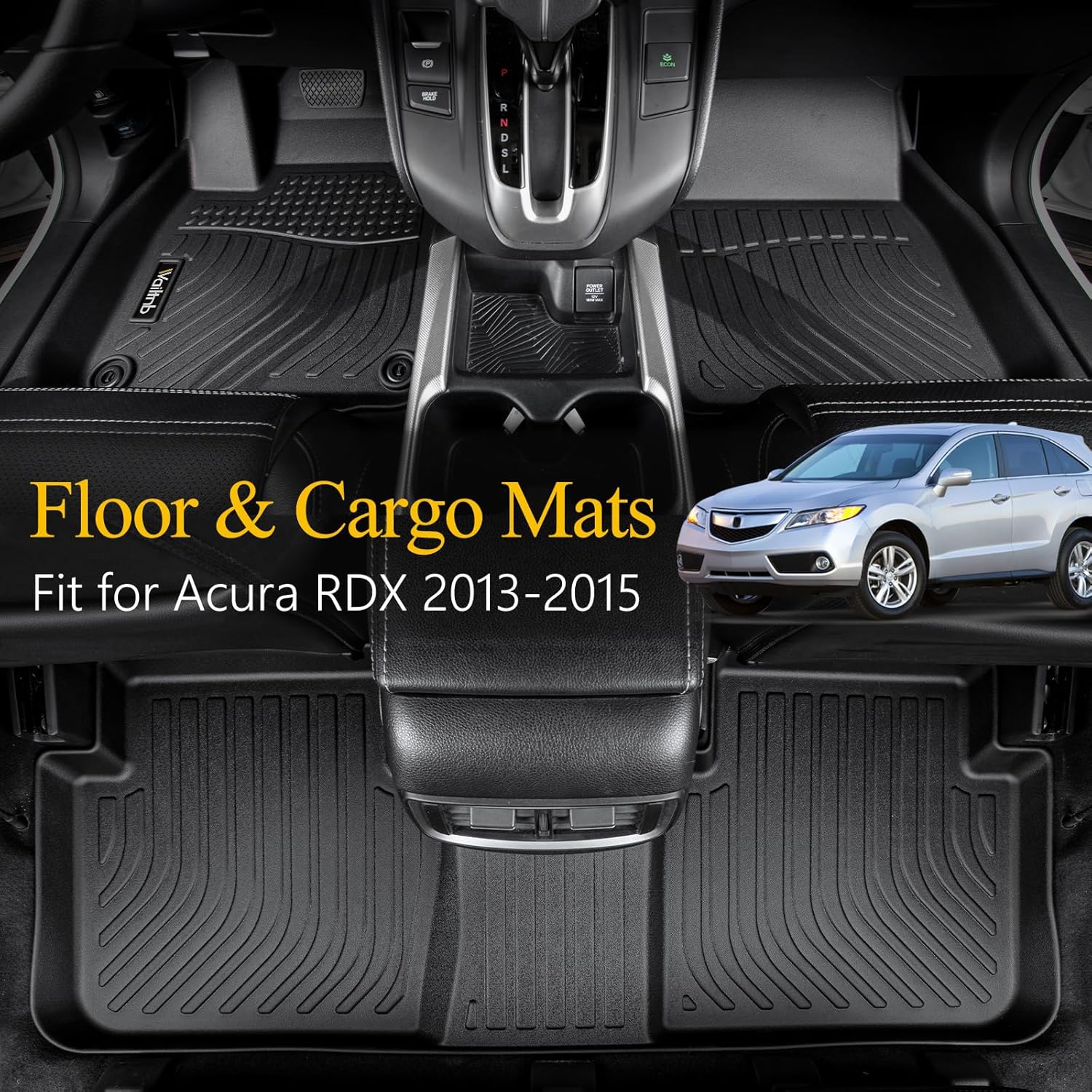 All Weather Floor Mats & Cargo Liner for Acura RDX 2013 2014 2015 Custom Fit Waterproof Durable Easy to Clean fit for Acura RDX 2013-2015 Accessories Black - Image 2