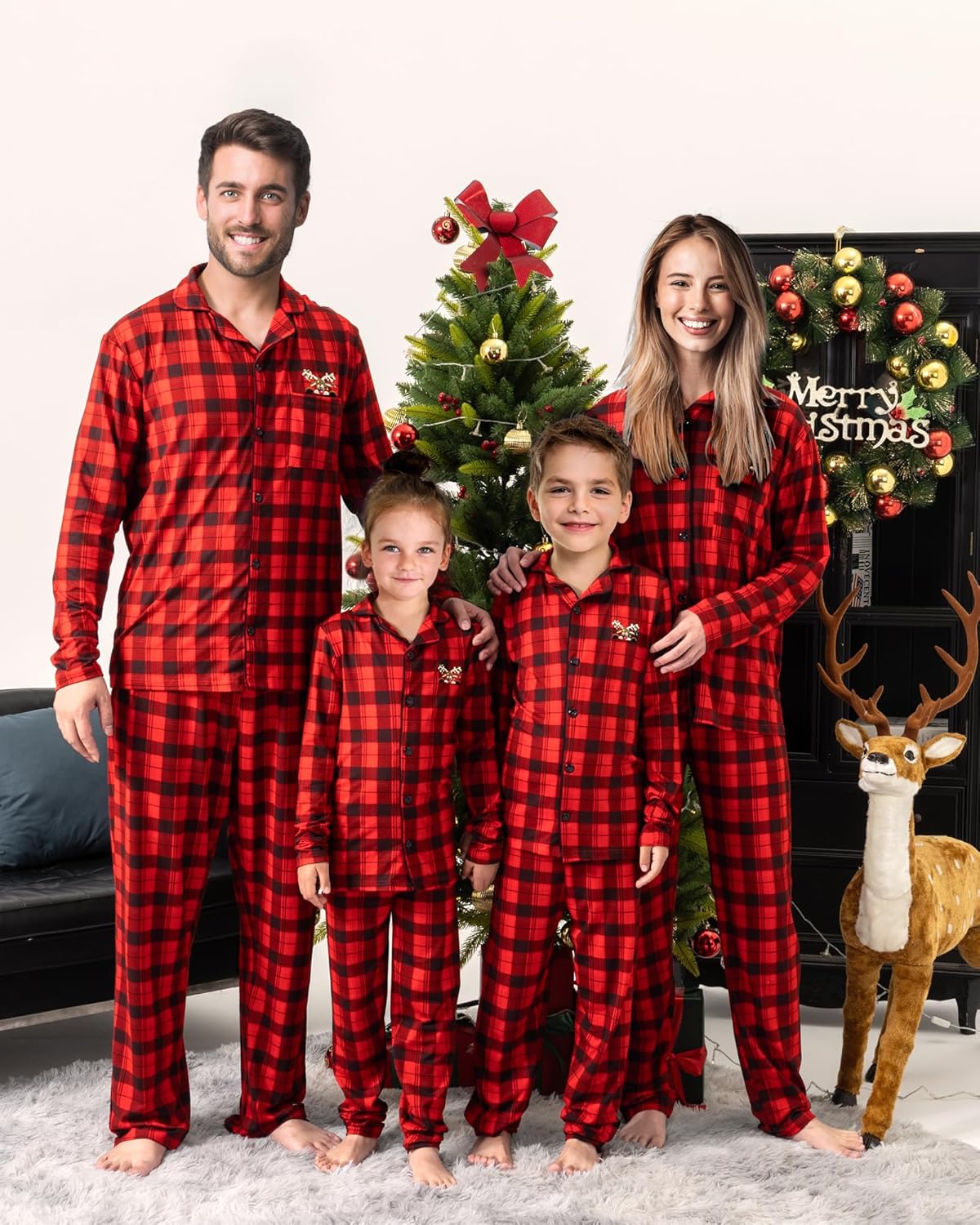 Rnxrbb 2025 Family Christmas Pajamas Matching Sets Holiday Xmas Christmas Pjs Jammies for Women Men Couples Adult Kids - Image 2