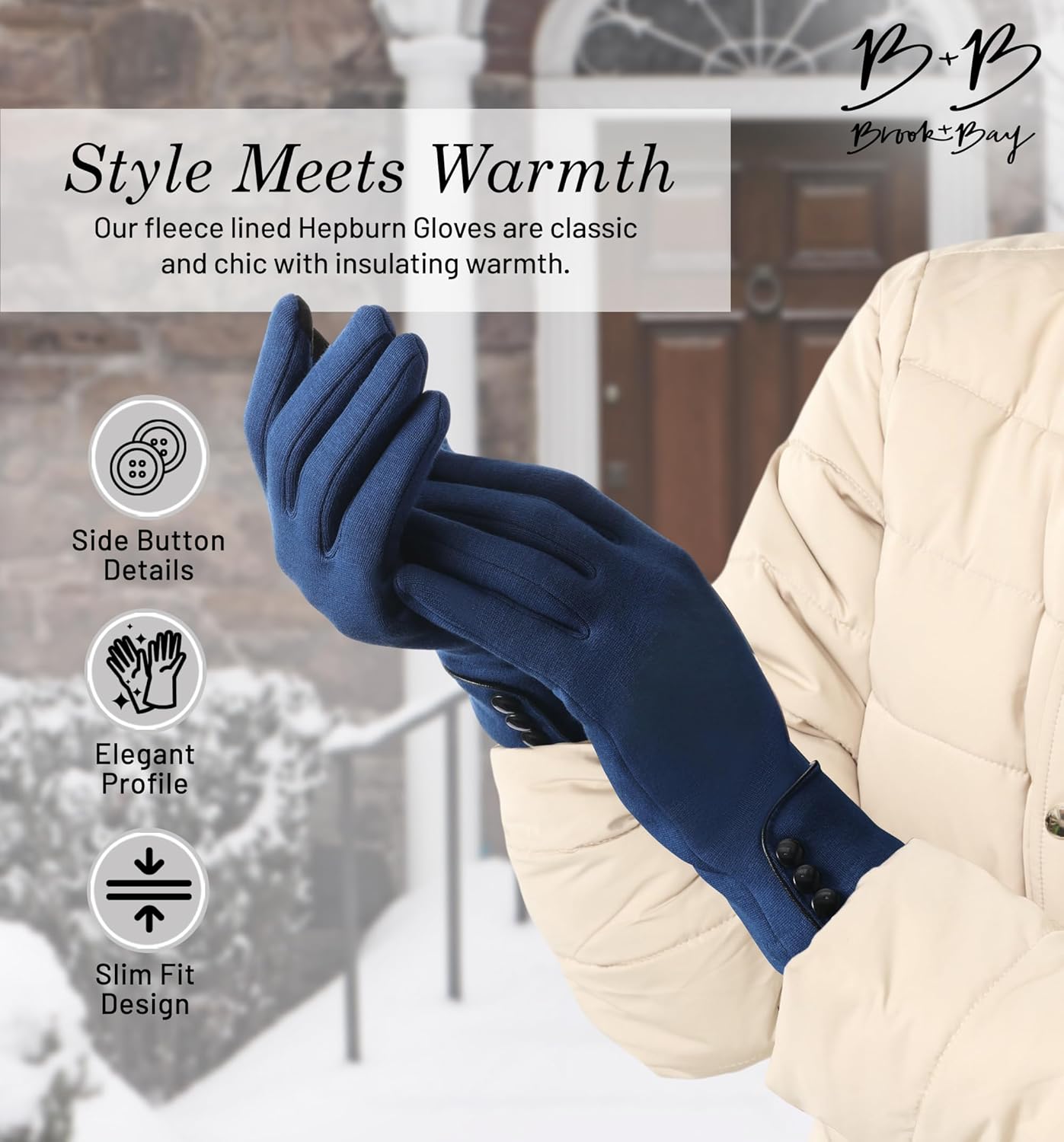 Brook + Bay Women's Cold Weather Gloves - Touchscreen Fleece Gloves for Texting - Image 3