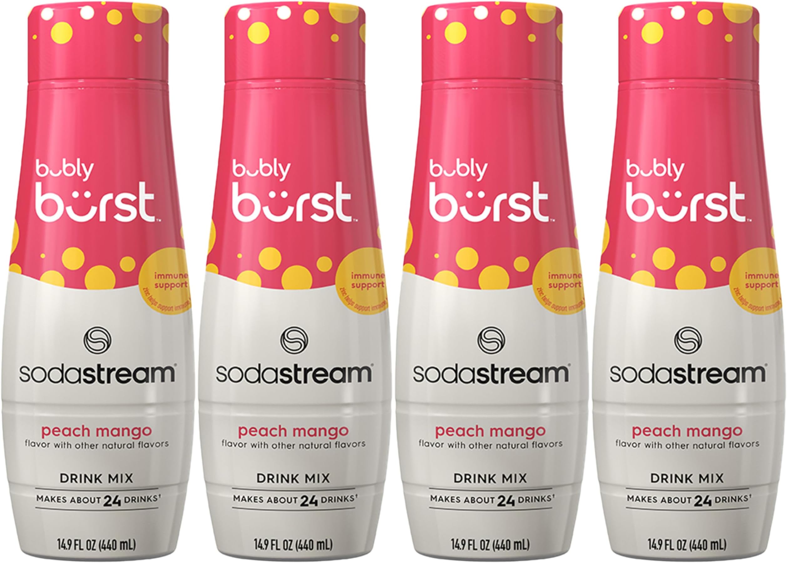 SodaStream Bubly Burst Peach Mango Drink Mix (440ml, Pack of 4)