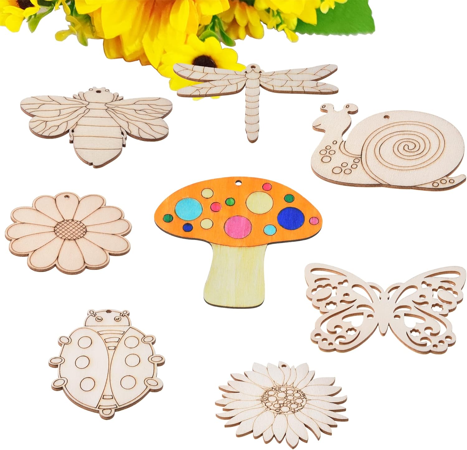 Craft Your Imagination: 48PCS Unfinished Wood Insect Cutouts for Creative Fun!