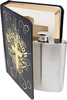 SUCK UK Mens Ladies Hip Small Secret Holy Water | 4 oz Stainless Steel Hide Alcohol | Whisky Flask, Black