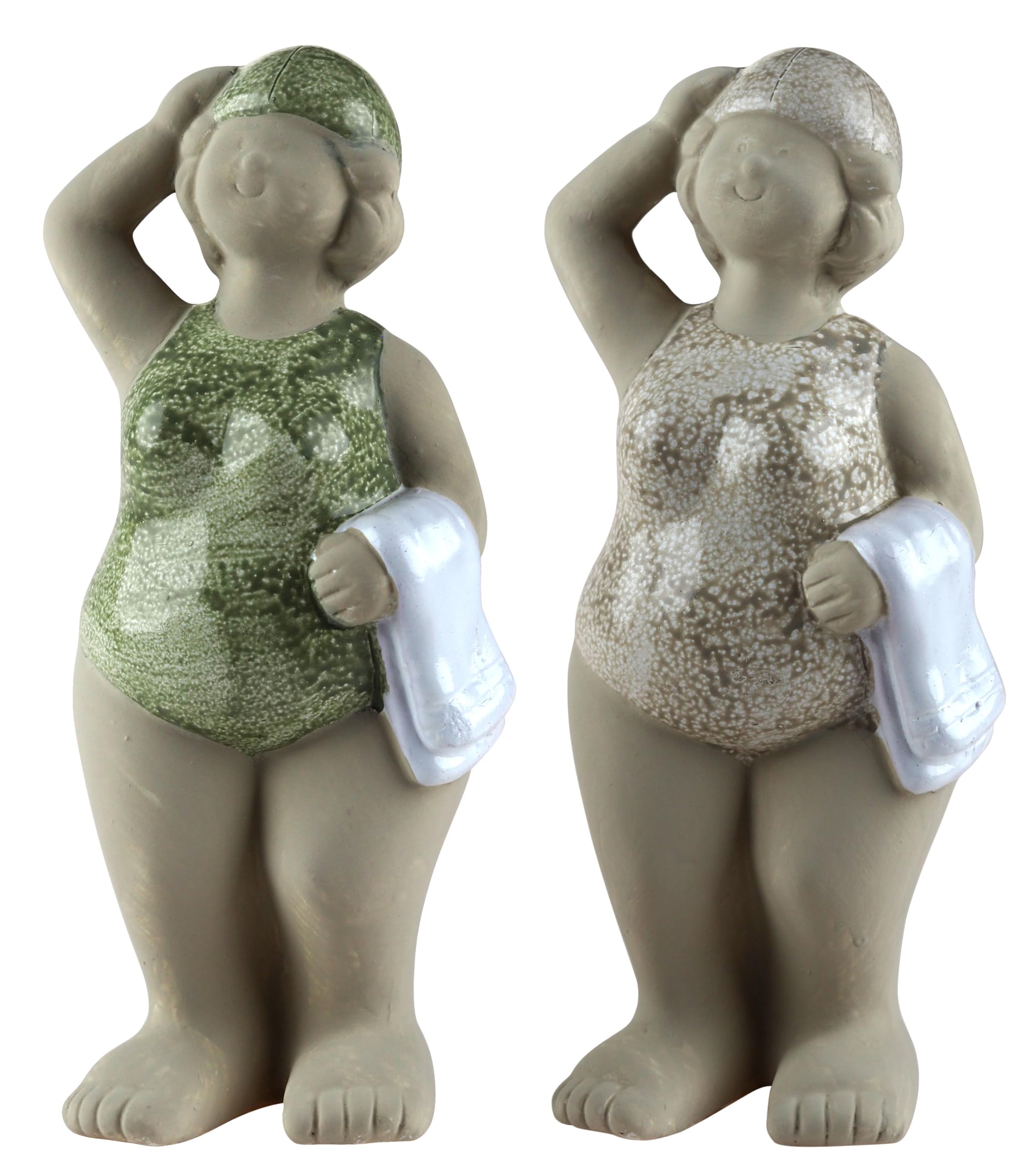 Bwg Green/Grey 21Cm Curvy Swim Lady Beach Dippers Novelty Ornaments - Set Of 2