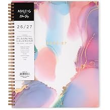 Blue Sky Ashley G 2026-2027 Weekly and Monthly Academic Year Planner Calendar, July 2026 - June 2027, 8.5" x 11", Flexible Cover, Wirebound, Laminated Tabs, Storage Pocket, Includes Sticker Sheet, Multi Color Smoke