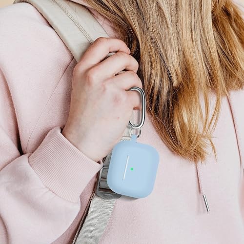 Vista 6 de Funda compatible con AirPods de tercera generación, accesorios de protección de silicona con llavero y kit de limpiador para mujeres y hombres, LED