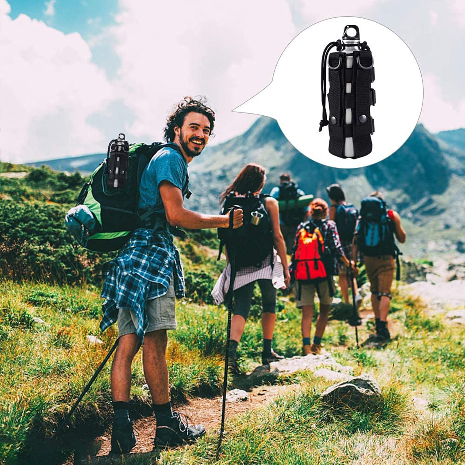 4 Piezas Portabotellas de Agua, Nylon Bolsa Resistente al Agua, Bolsa de Botella de Agua, para Acampar Al Aire Libre Correr Senderismo - 8.3 * 3.9inch