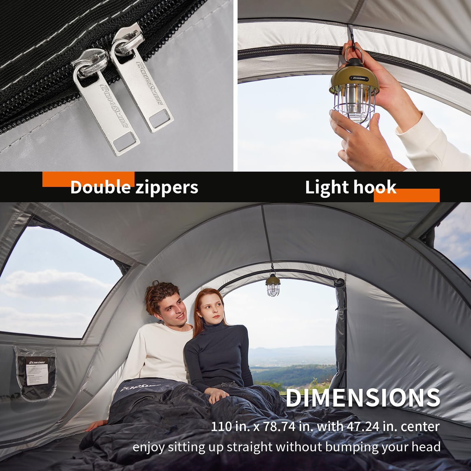 EchoSmile Tenda da Campeggio Istantanea Pop Up 4-8 Posti, Tenda Familiare Ultraleggera Portatile, Antivento e Impermeabile per Picnic, Trekking e Attività All'aperto