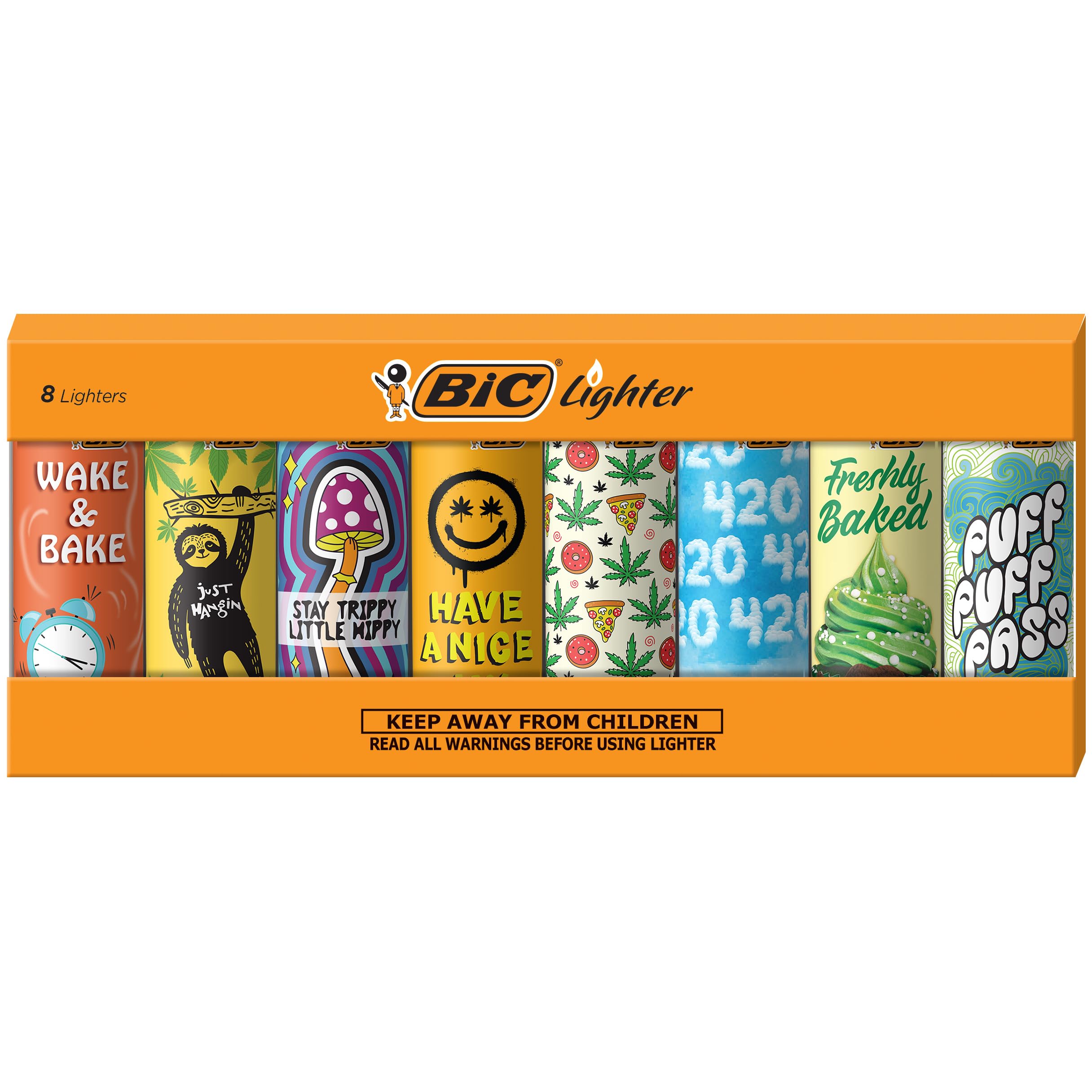 BIC Maxi Pocket Lighter, Special Edition Counterculture Series, 8 Count Pack of Lighters