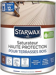STARWAX - Saturateur Haute Protection - Pour Terrasses et Bois Ext&eacute;rieurs - Teck - Prot&egrave;ge et Nourrit -Pr&eacute;serve l