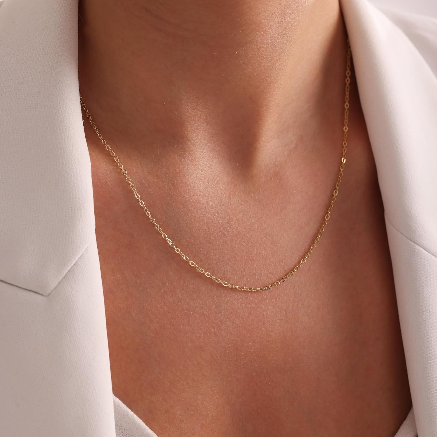 1mm Gold Cable Link Chain Necklace 14K Gold Chains for Men & Women Dainty Non-tarnish Necklace Unisex Gold Jewelry Gifts Sweat Proof and Fade Resistant Lifetime Quality(18-24Inches) - Image 7