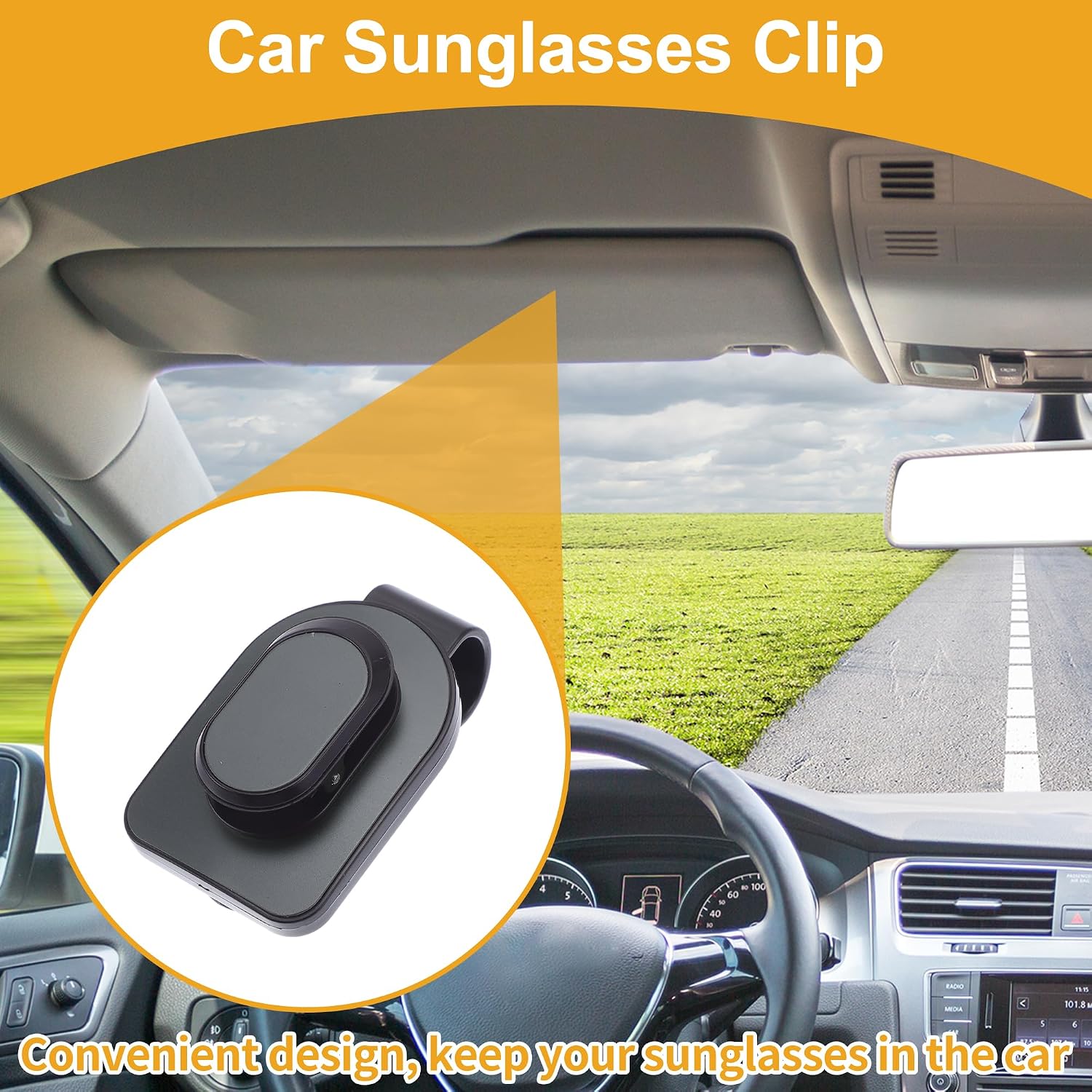 Car Sunglasses Clip Universal Sun Visor Eyeglasses Holder Clip ABS,Aluminium Alloy,Sponge Gray,Black 8x5cm 1 Pcs