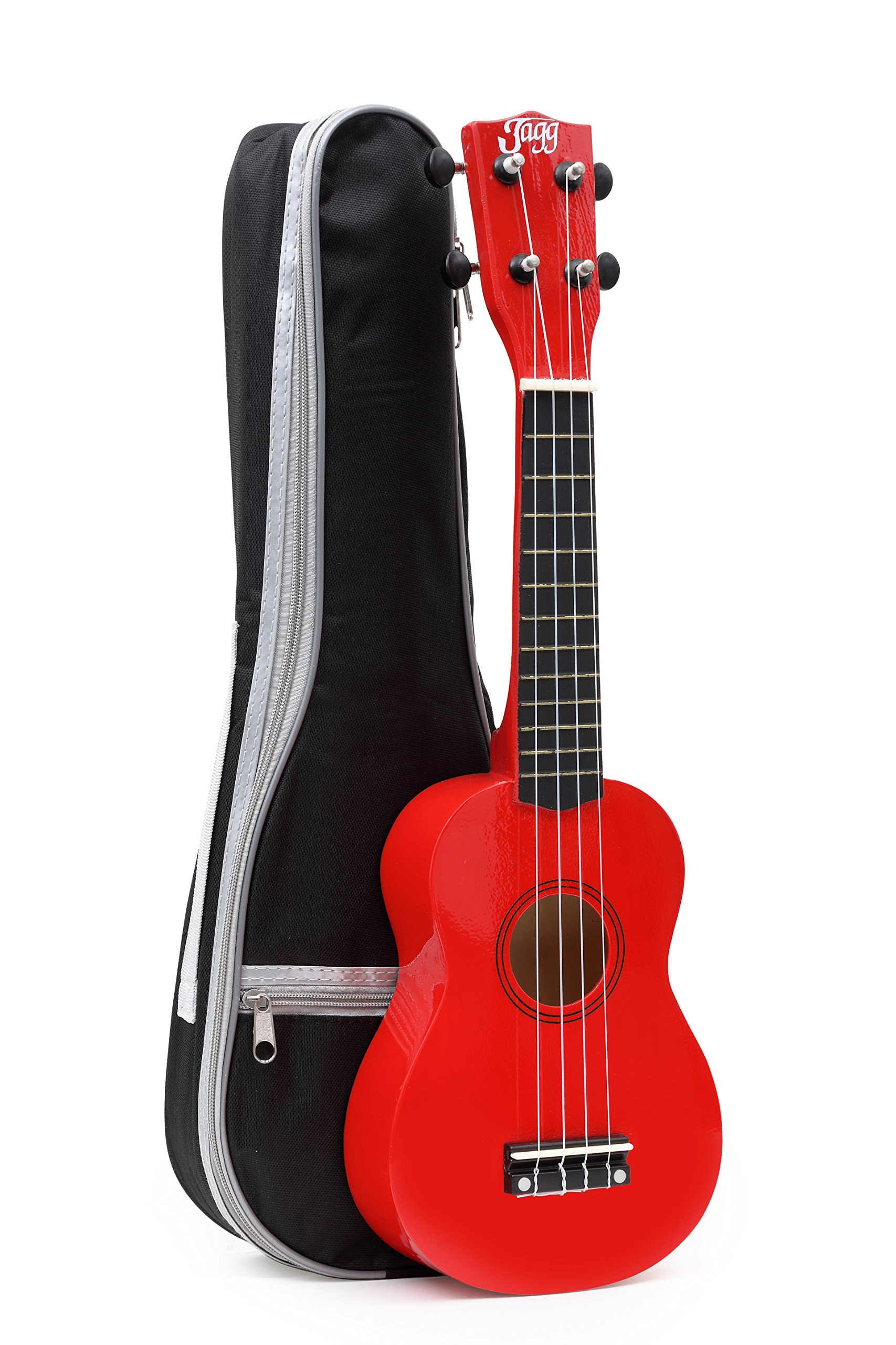 Jagg Traditional Soprano Ukulele with FREE Padded Bag (Red)