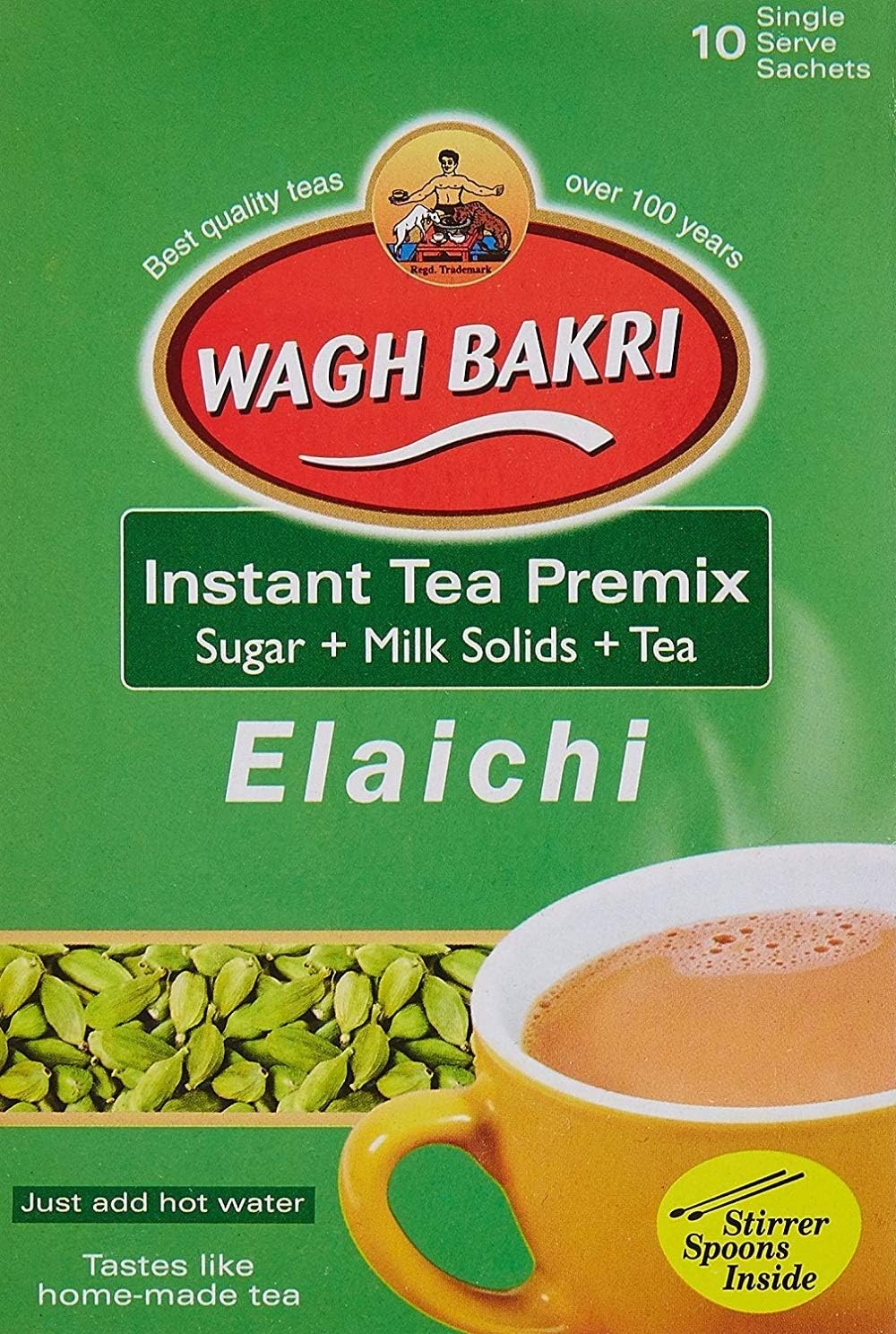 Wagh Bakri Instant Tea Premix Cardamom Elaichi Sweetened 140gm 10 sachets … Amazon