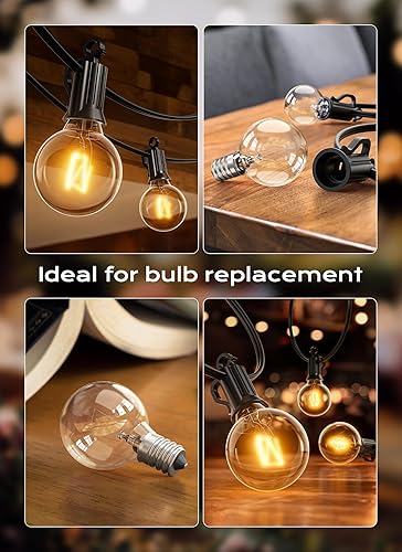 Miniatura 9 de Brightown Bombillas transparentes G40 para exteriores, globo E12, base de tornillo de candelabro, bombillas de vidrio de repuesto redondas