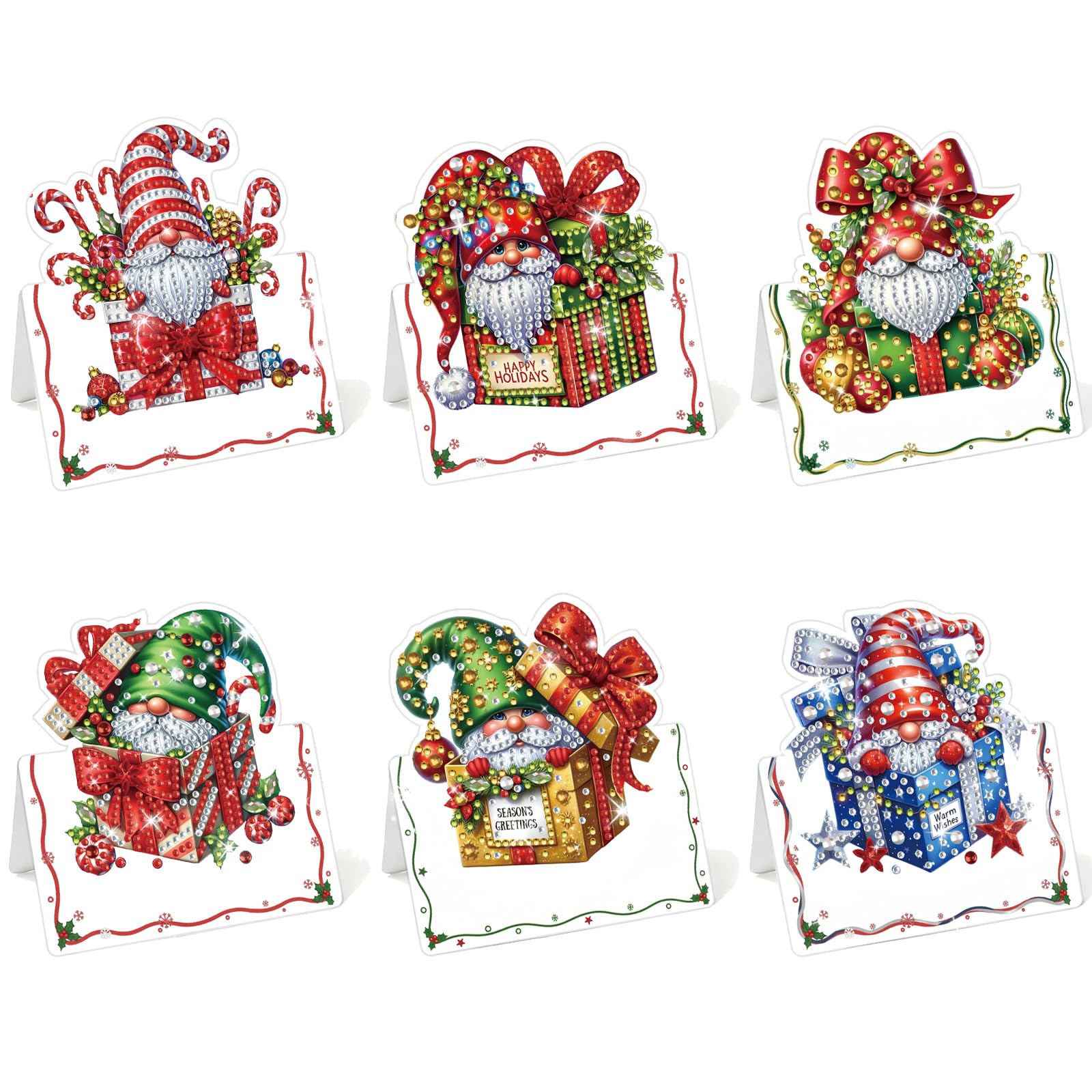 Lebartm 6Pcs 3D Folding Greeting Card DIY Diamond Art Painting Foldable Thank You Cards with White Envelopes Blessing Greeting Card Set for Festival Holiday-Goblin02 โ image 1
