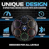 Vista 4 de Music Boxing Beatbox Trainer by Sporty Body, 9 Speeds & 9 Light Modes, Bluetooth Sync, Auto Counting, and Durable ABS Body for Home Workouts