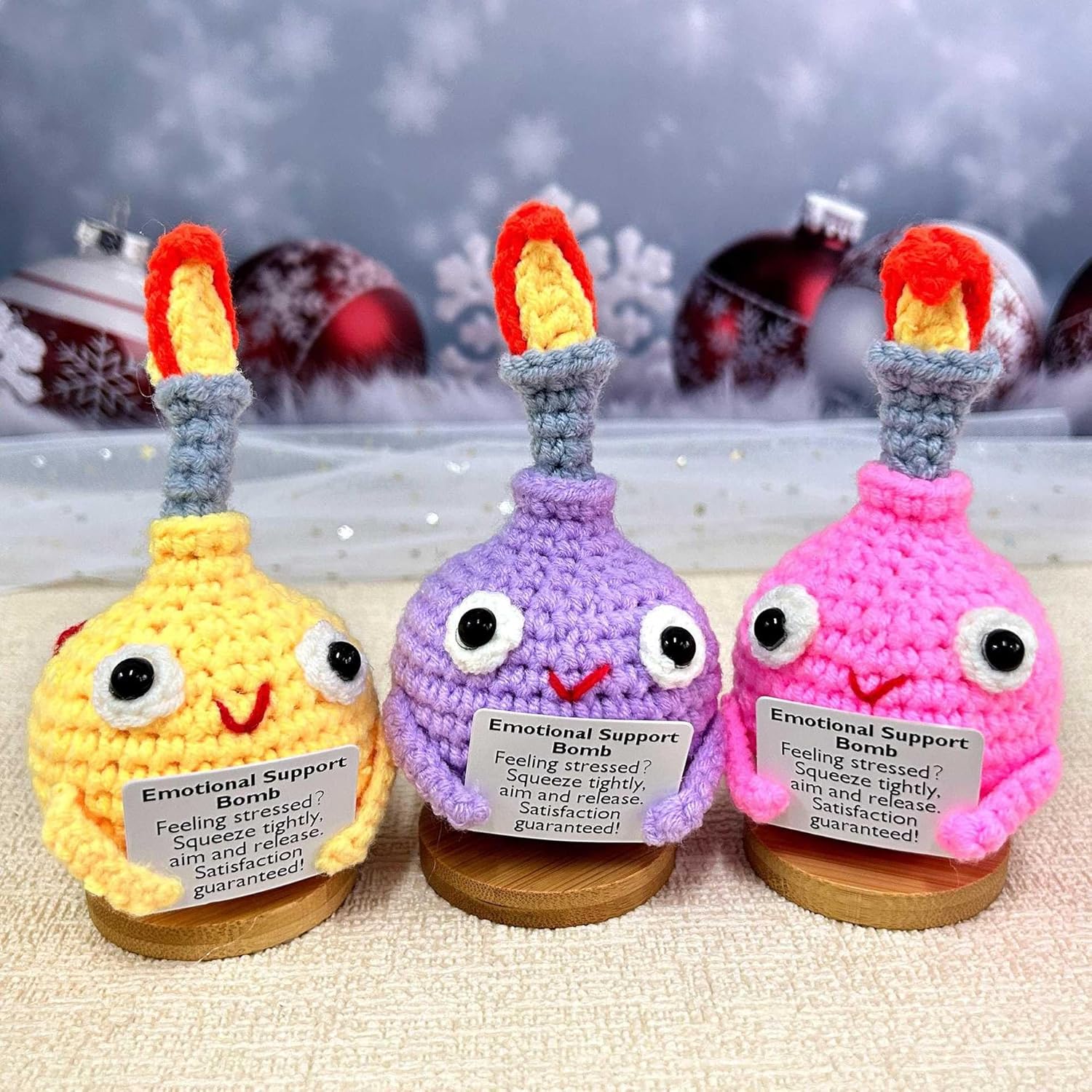 Emotional Support (Grey) Bomb - Crochet Stress Relief Novelty