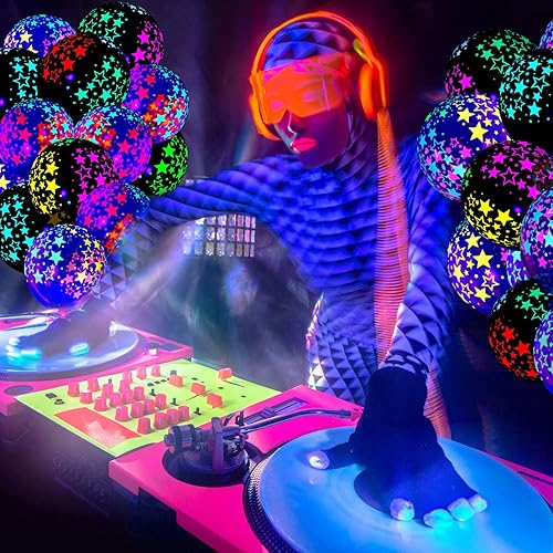 Miniatura 2 de Chivao 50 globos de neón que brillan en luz negra, luz negra, fluorescente, mini globos de látex para cumpleaños, boda, arco y decoración de fiesta