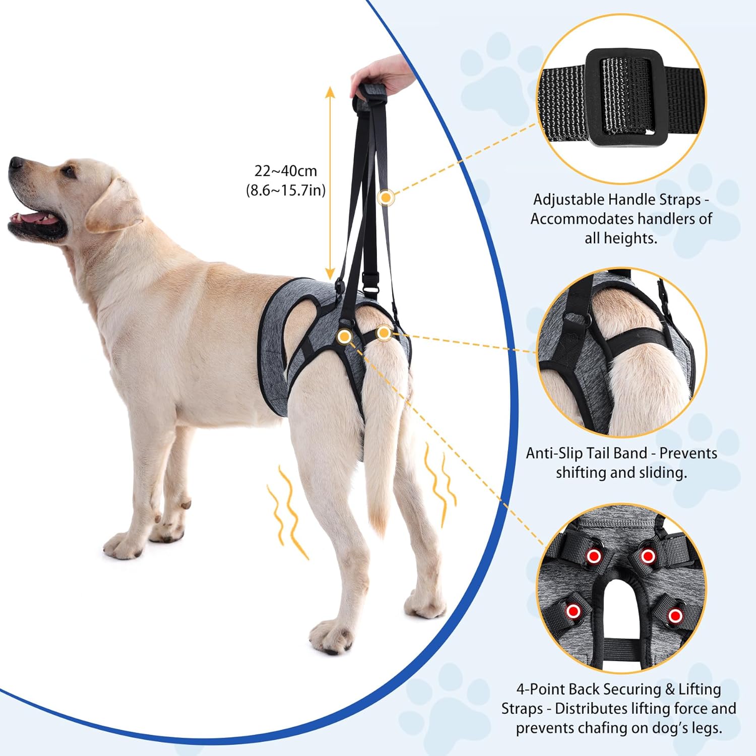 LIANZIMAU Dog Sling for Large Dogs Adjustable Hind Leg Support Lift Harness Senior Canine Mobility Aid Carrier for Back Legs Walking Rehabilitation