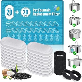 FIRIK 猫 自動給水器 フィルター 20+20枚入 ペット 交換用フィルター ヤシ殻活性炭 2L/3.2L犬・猫用自動給水器対応 個別包装 清潔