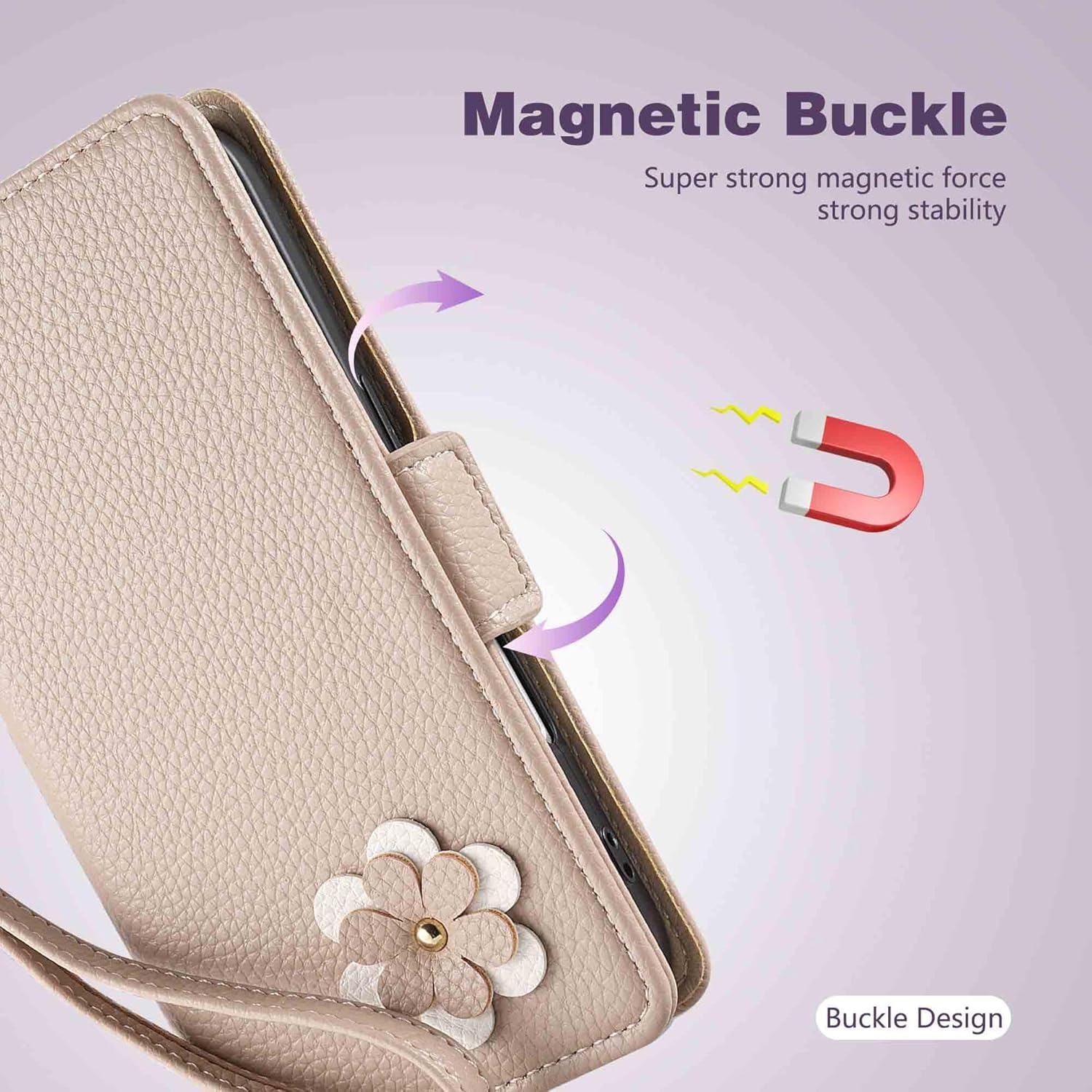 Floral Leather Case for iPhone 17/17 Air/17 Pro/17 Pro Max, Women's Flip Folio with Wristband, Card Holder & Anti-Fall Protection(Green,17 Pro)