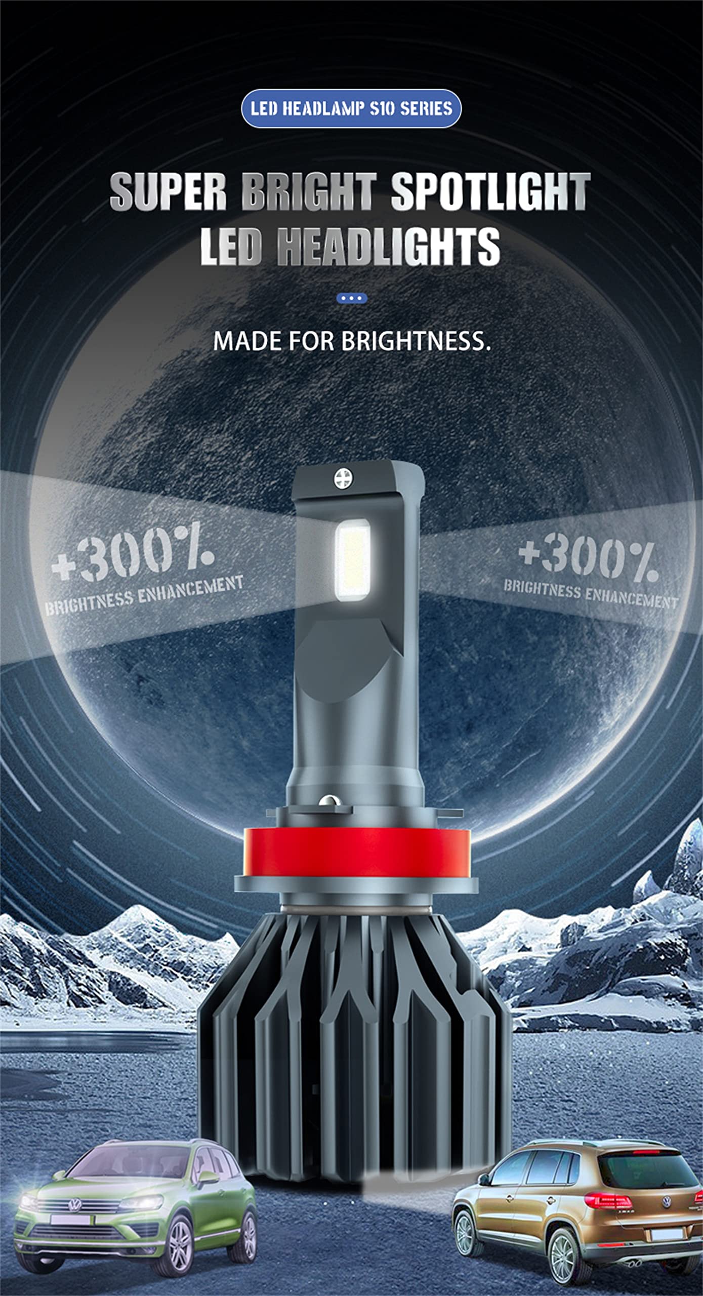 Bombillas LED Para Faros Delanteros, 100 W Por Juego, 15000 Lúmenes, Chips Superbrillantes, Kit De Conversión De Faros LED, 6000 K, Blanco Frío Con Ventilador De 12000 RPM, Paquete De 2,H1
