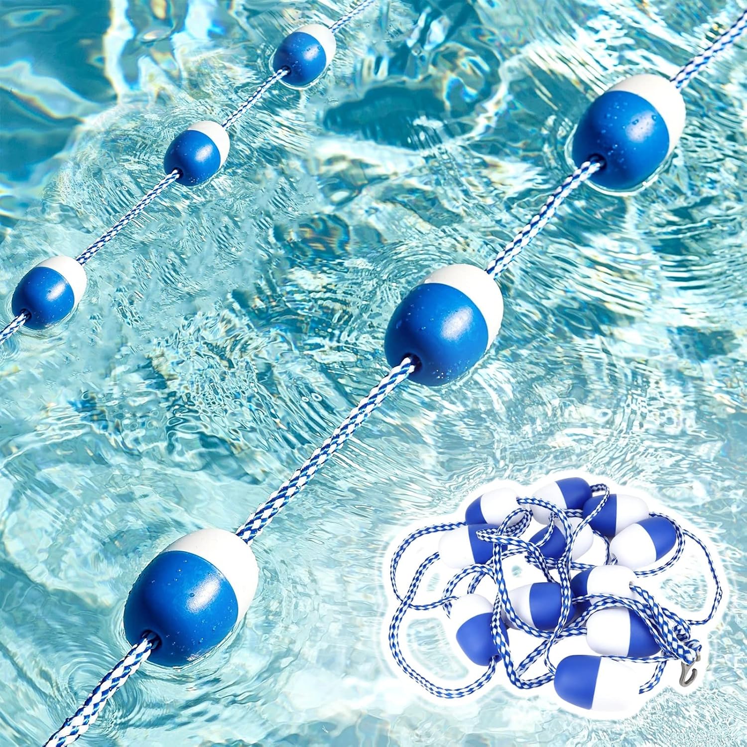 Pool Rope Dividor for Swimming Pools, Inground Safety Floating Lane Rope/Float Ball, Anti-Scratch Marker Lines for Competition Training