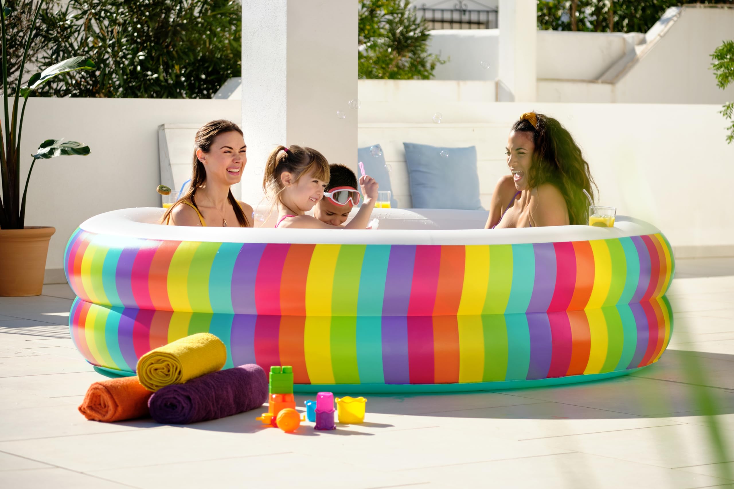 Bestway 54443 Piscina gonfiabile per bambini Rainbow Dreams da 206x206x51 cm