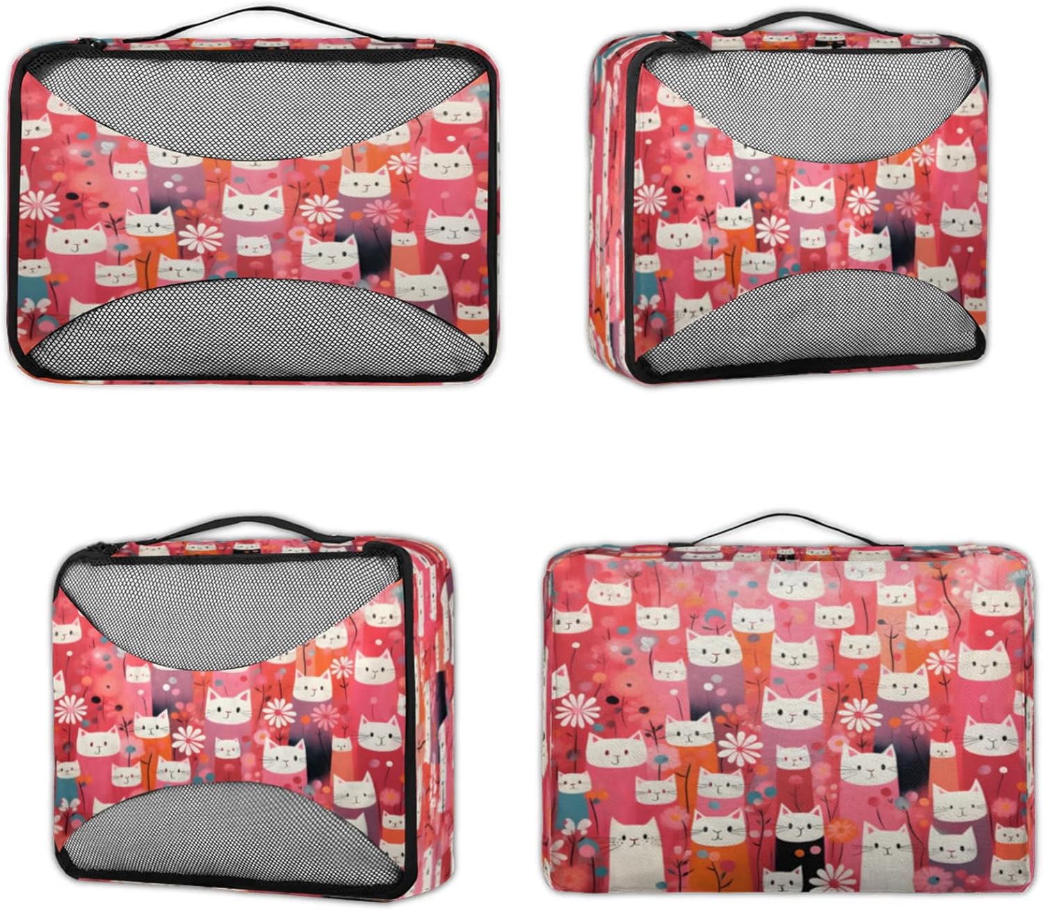 Packing Cubes for Travel, Cute Cats Print Travel Luggage Packing Organizers for Women Men, Large Custom Toiletries Bag for Cosmetics Toiletries, Funny Cat