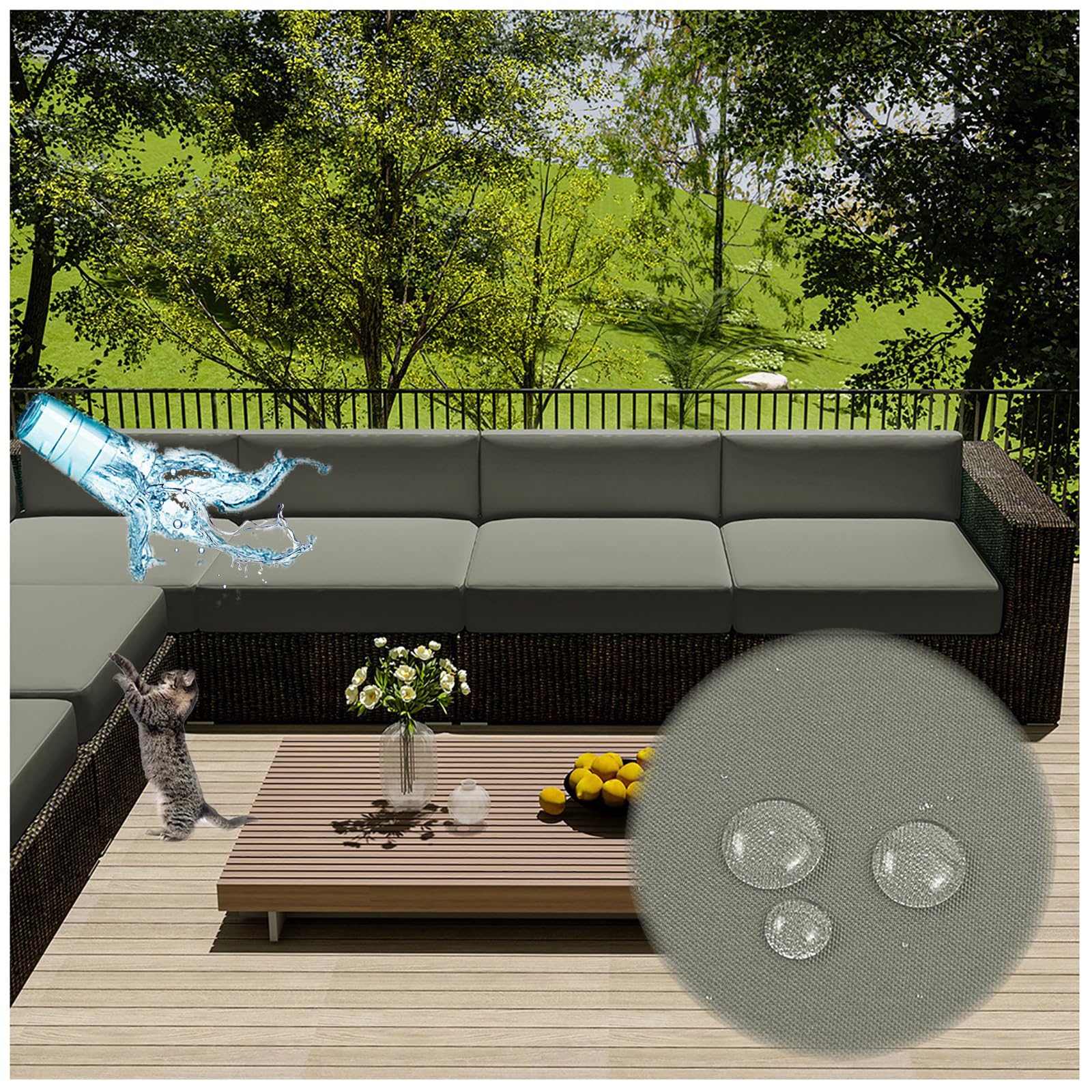 Cuscino da Giardino per Esterni, Set da 2 PZ. Mis. 58 x 51 SP. 5 cm