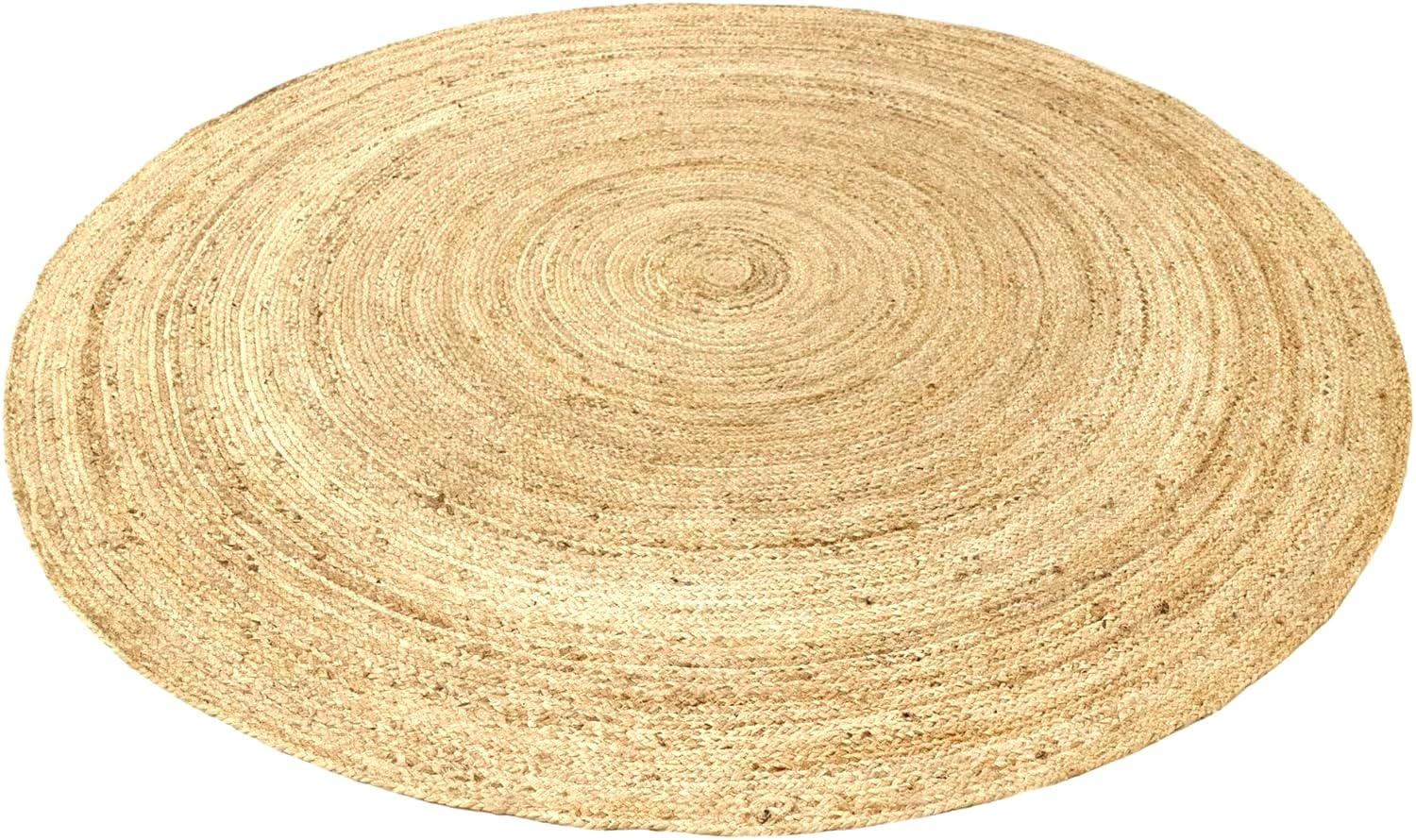 Alfombra de Yute Color Natural Redonda, Alfombra 100% Fibra de Yute, Trenzado a Mano para Salón, Habitacón, Decoración de área (150x150cm)