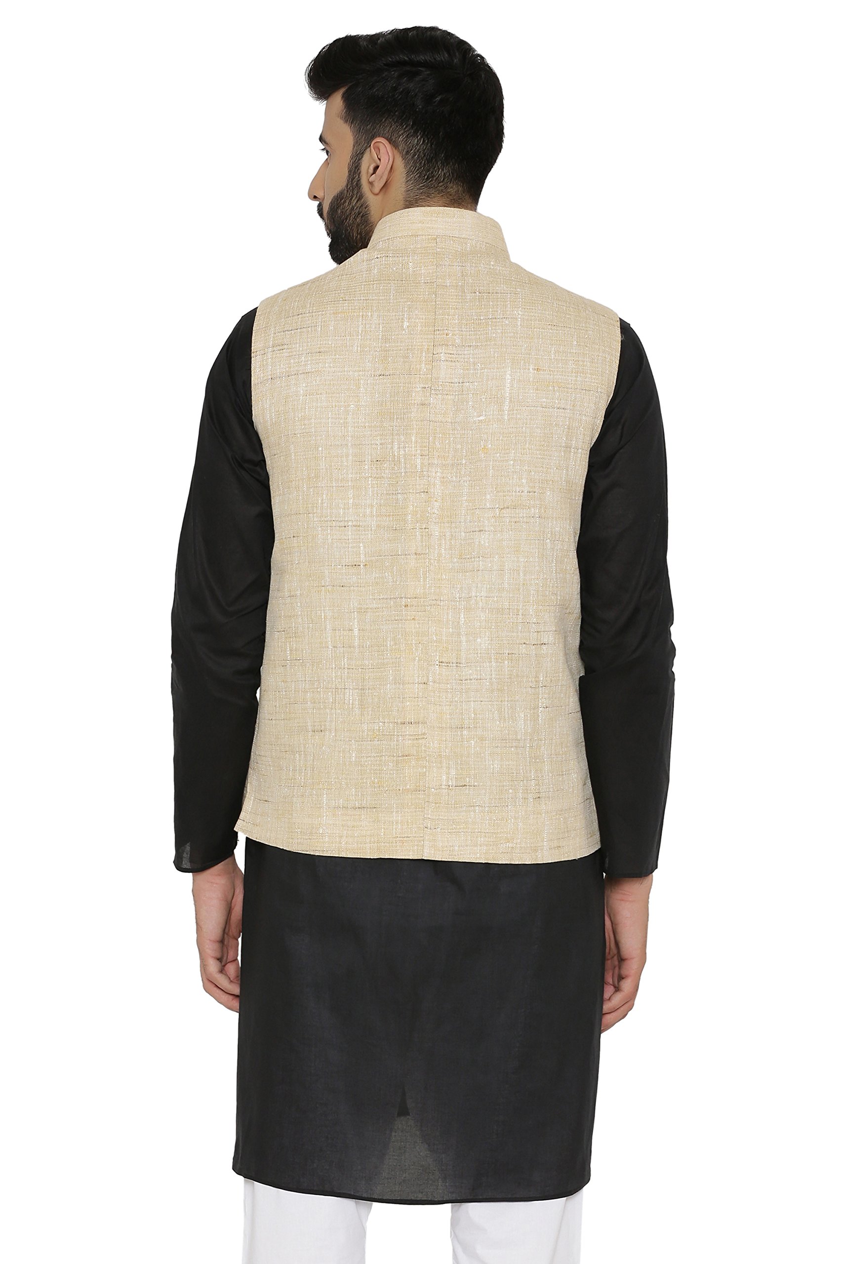 WINTAGE Men's Pista Tailored Fit Party/Festive Indian Nehru Jacket Vest Waistcoat : Beige 1