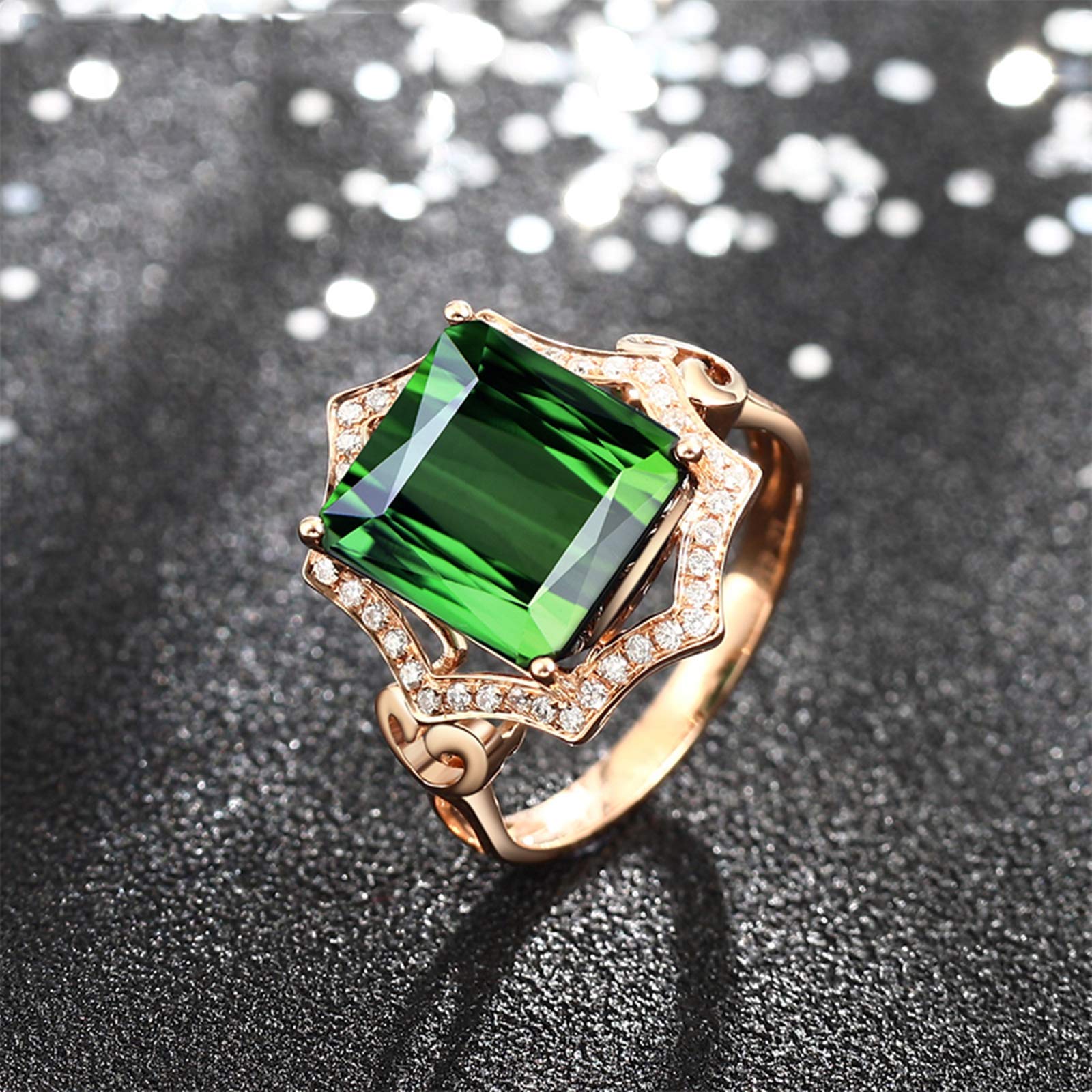 Beydodo Pierścionek z diamentem różowe złoto 750 zielony turmaline 7,35 ct obrączki ślubne dla kobiet e różowe złoto, 65 cm (20,7 cala), colore: różowy (Rosegold), cod. TLLWGZ379