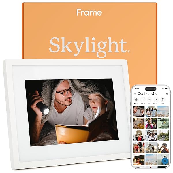 Skylight Digital Picture Frame - WiFi Enabled with Load from Phone Capability, Touch Screen Digital Photo Frame Display - Customizable Gift for Friends and Family - 10 Inch White