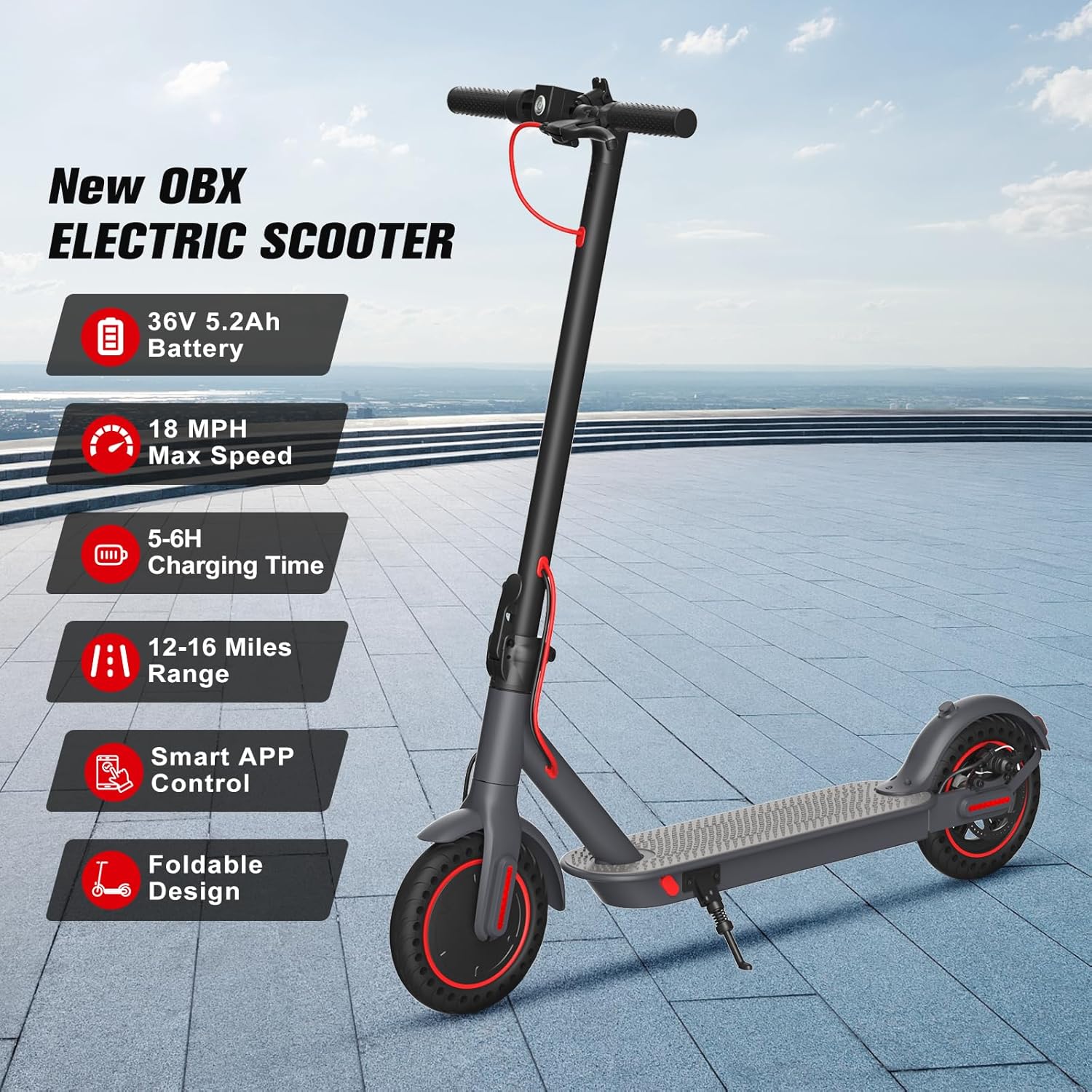 Electric Scooter for Adults Powerful 350W Motor Portable Foldable 8.5'' Tires E Scooters Adult Max 15 Miles Speed APP Control Double Braking with Cruise Control