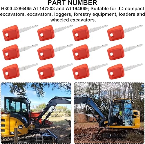 Miniatura 7 de Llave de encendido para excavadora H800, llaves de encendido para Jo-hn Deere Hita-chi caja excavadora Bulldozer Fiat New Ho-lland AT194969 AT147803