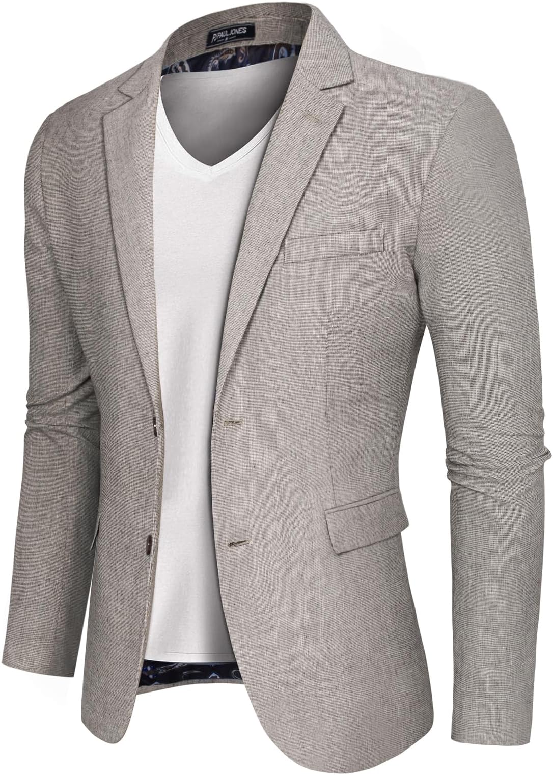 PaulJones Men's Blazer Business Sports Lightweight Suit Blazer Jackets Fit Summer Suit Jackets XL Khaki