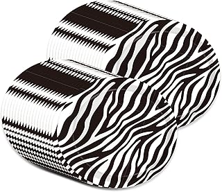9" Safari Zebra Animal Print Dessert Paper Plates Jungle Animals Zebra Round Disposable Dinner Paper Plates Set Zebra Texture Theme Paper Plates Baby Shower Birthday Party Supplies, Pack of 24